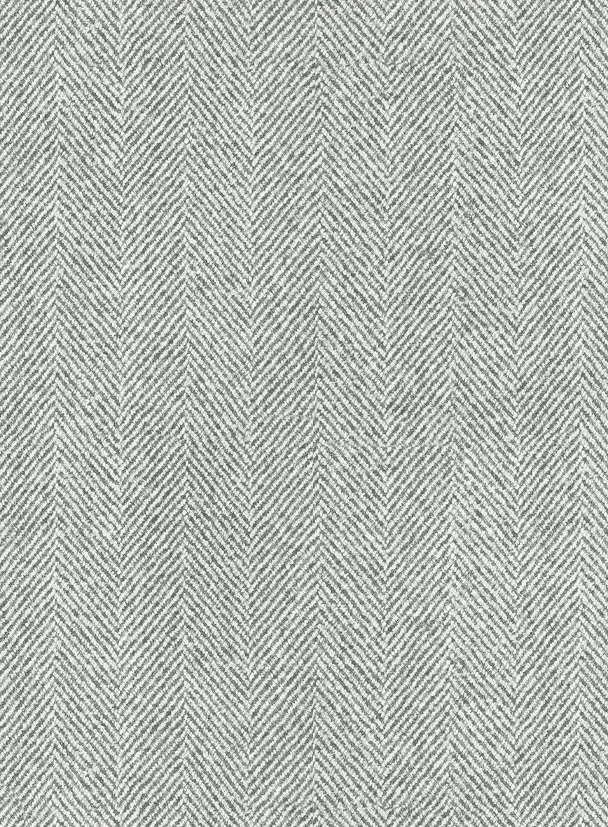 Naples Wide Herringbone Light Gray Tweed Pants