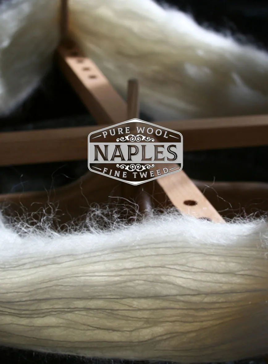 Naples Wide Herringbone Light Gray Tweed Pants