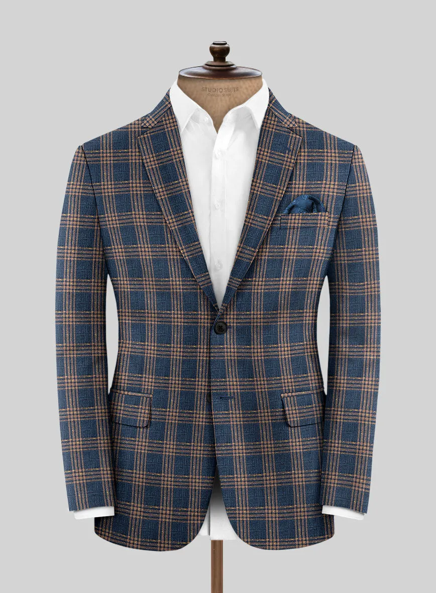 Noble Santiago Blue Wool Silk Linen Jacket