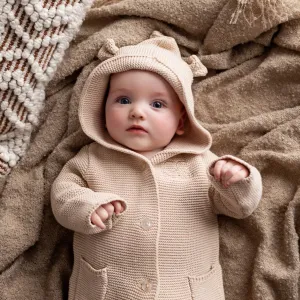 Personalised Cotton Knit Cardigan Oatmeal