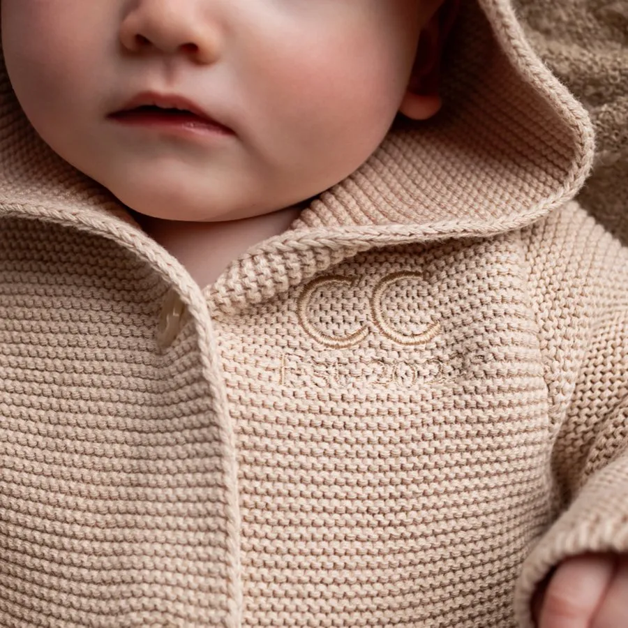 Personalised Cotton Knit Cardigan Oatmeal