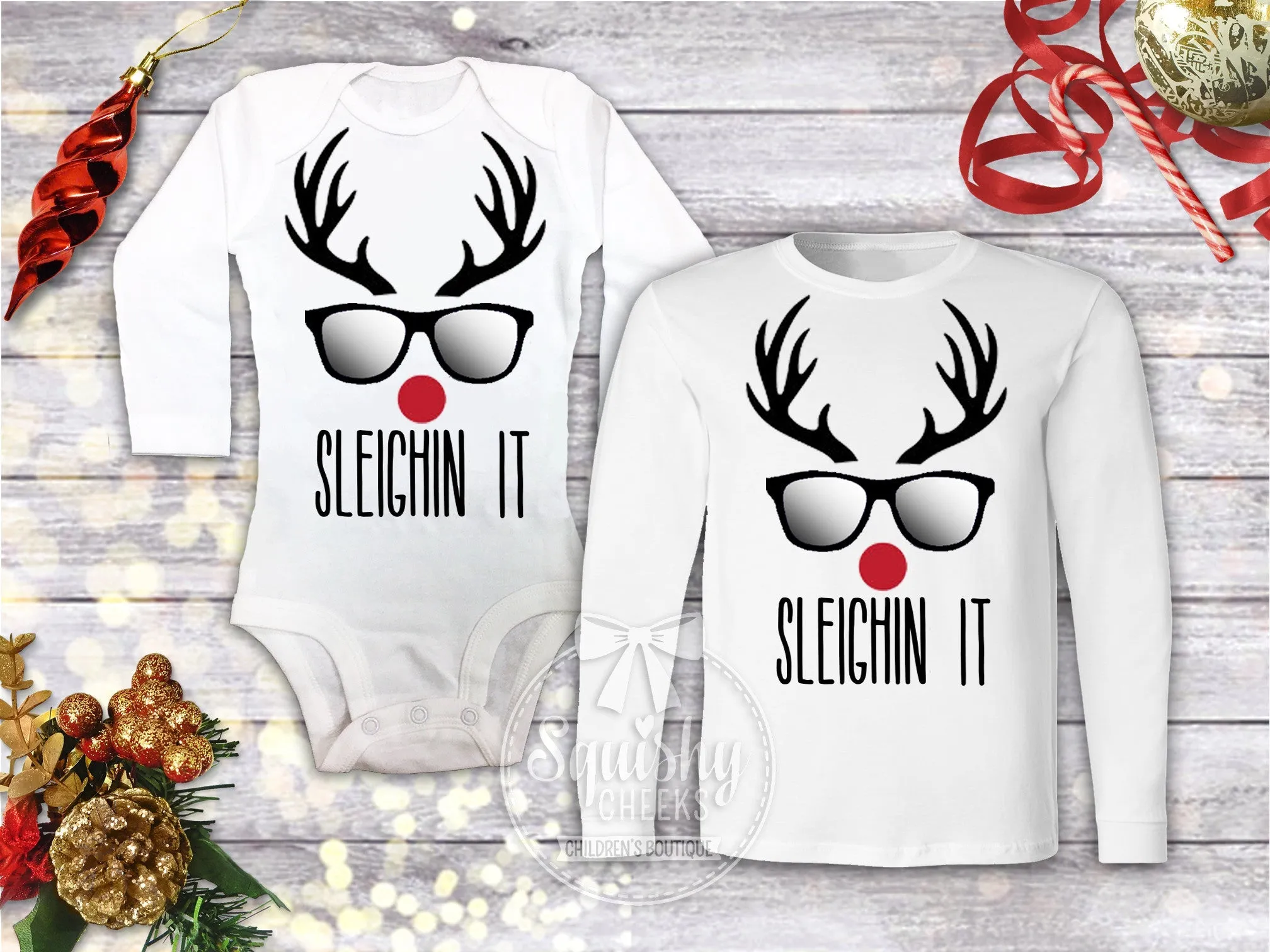 Personalized Sleighing It Boy's Christmas Shirt