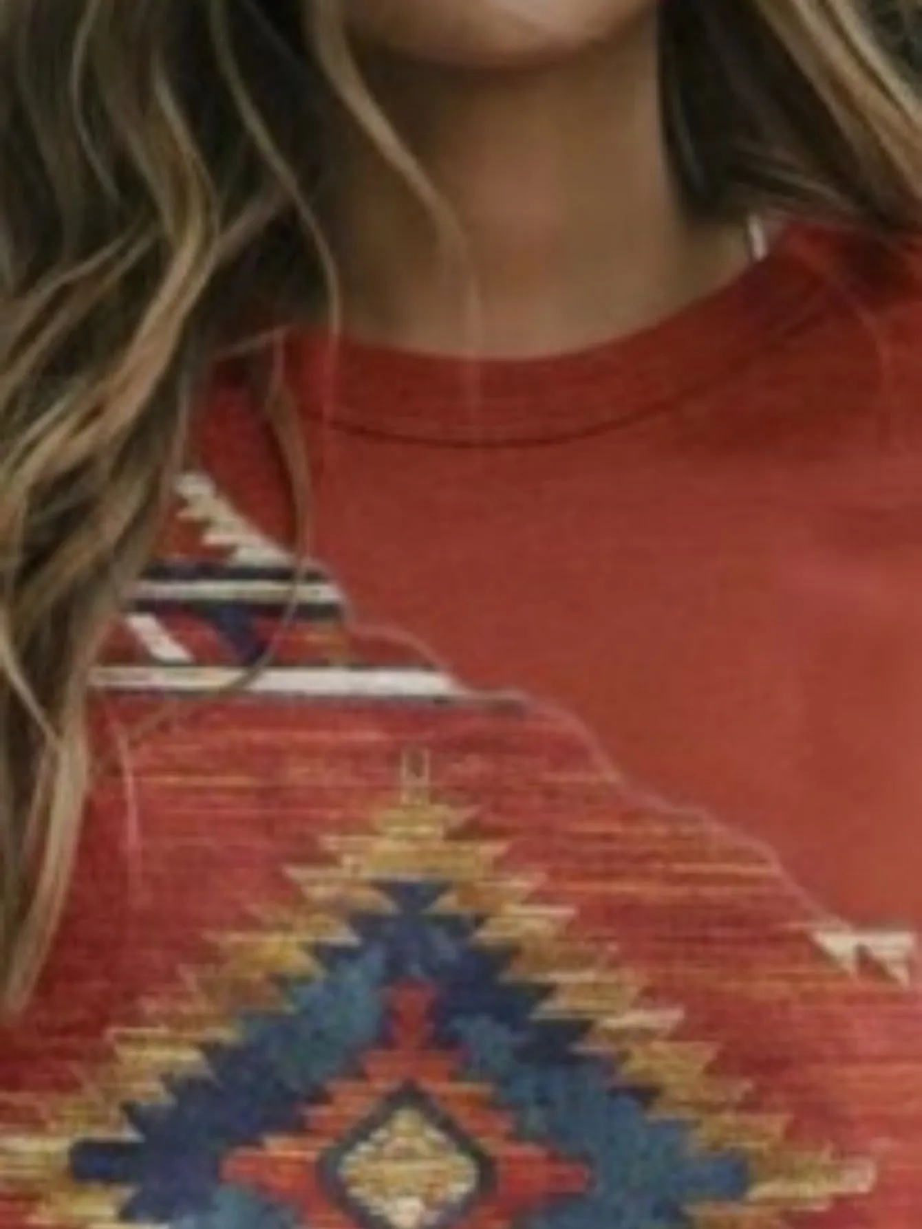 Plain Slip Top Flounce Print Round Neck Long Sleeve Sweatshirt