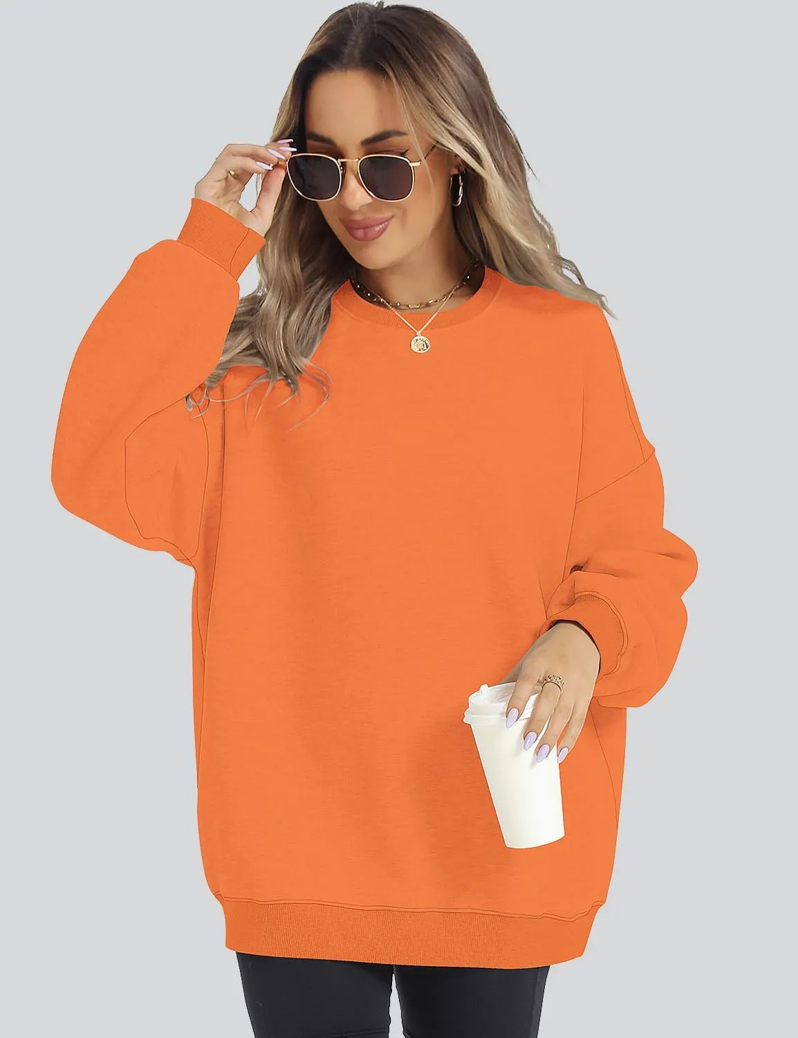 ROYLAMP Womens Oversized Sweatshirts Hoodies Fleece Crewneck Pullover Sweaters Top Fall Fashion Outfits Clothes 2025
