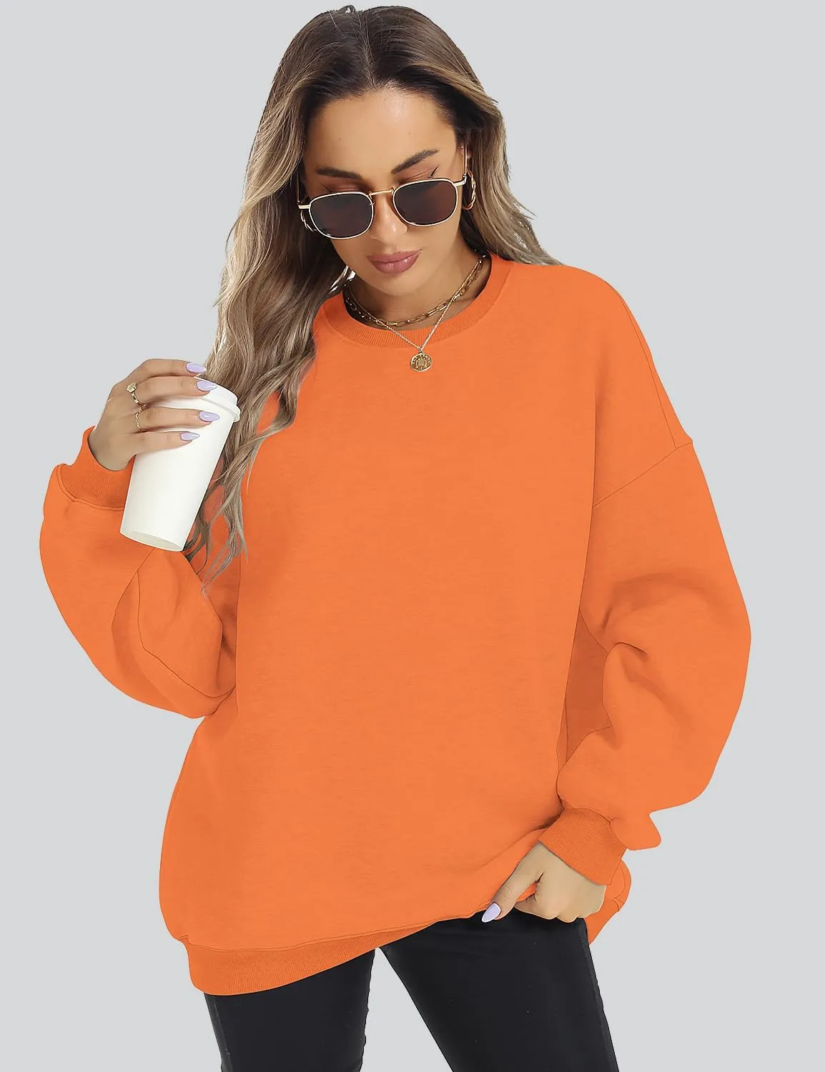 ROYLAMP Womens Oversized Sweatshirts Hoodies Fleece Crewneck Pullover Sweaters Top Fall Fashion Outfits Clothes 2025