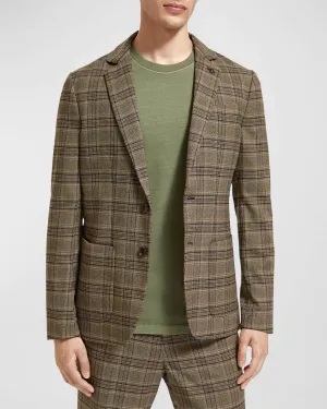 Scotch and Soda Mens Classic Plaid Blazer in Camel Night Check