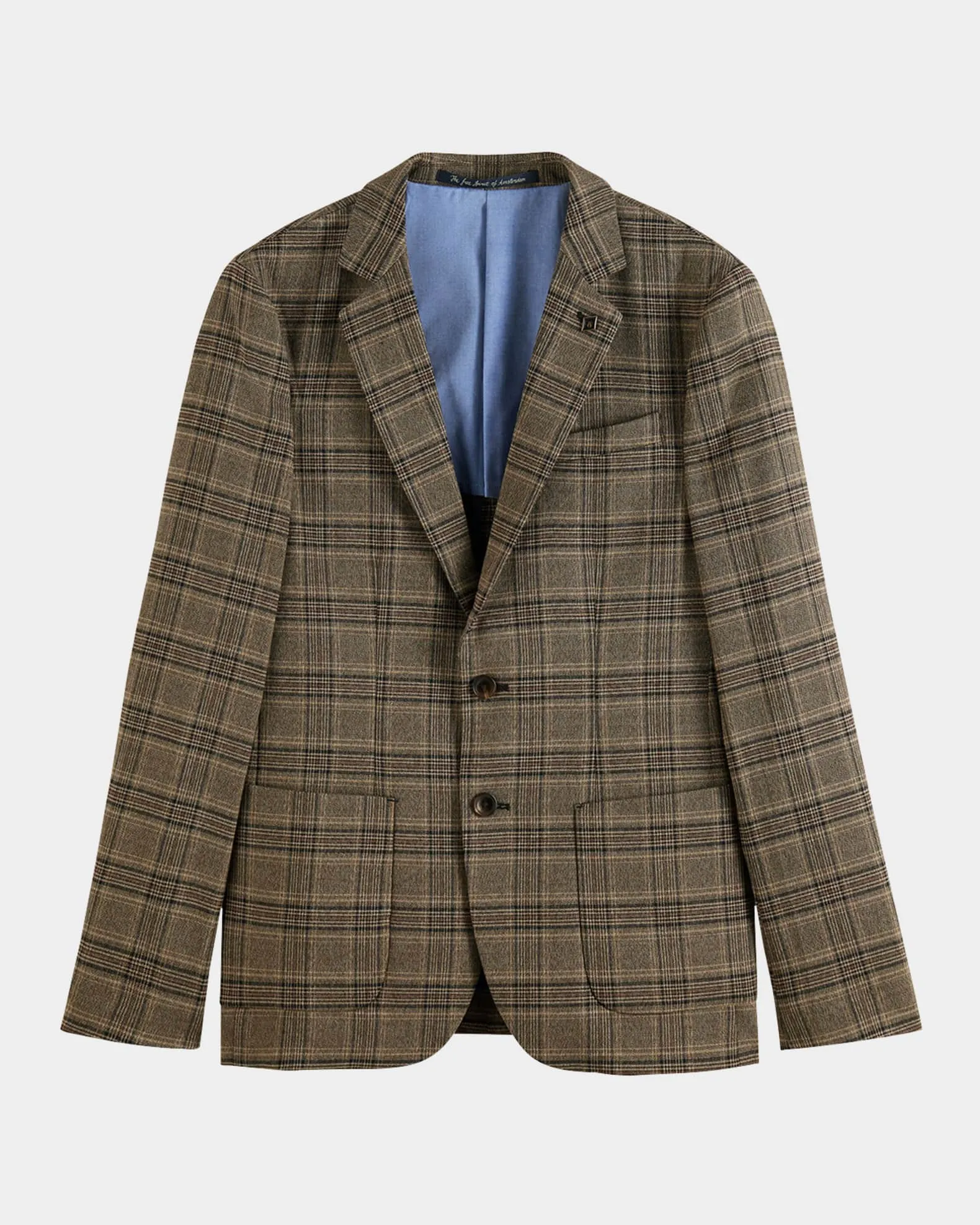 Scotch and Soda Mens Classic Plaid Blazer in Camel Night Check