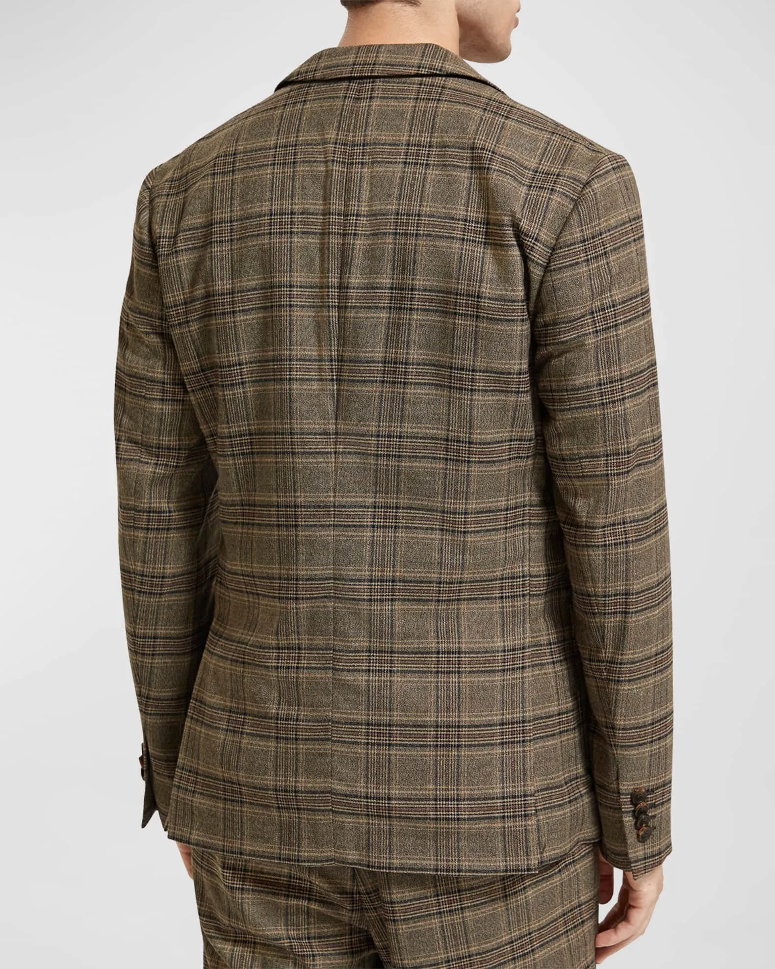 Scotch and Soda Mens Classic Plaid Blazer in Camel Night Check