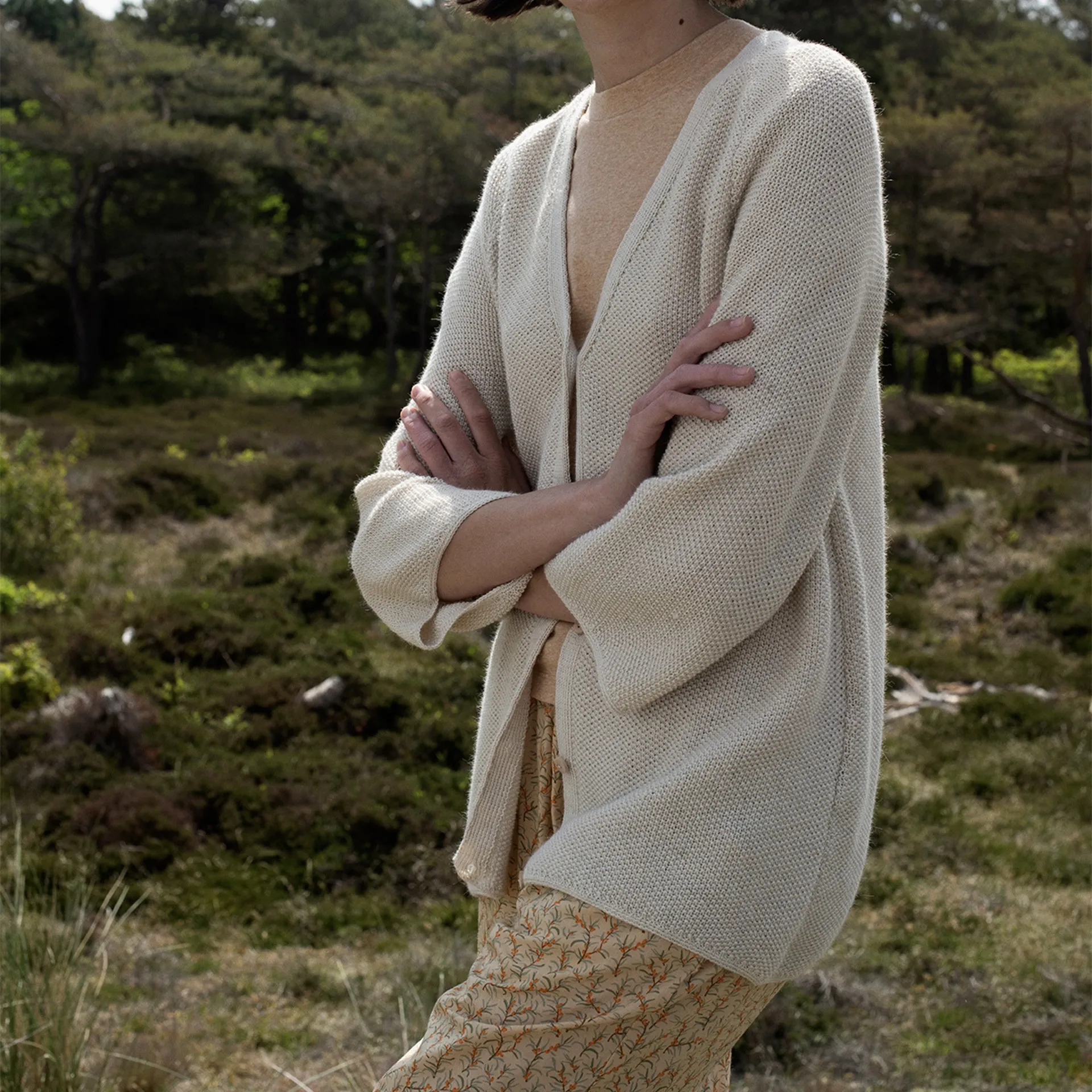 Serendipity Women's Llama Silk Pearl Cardigan