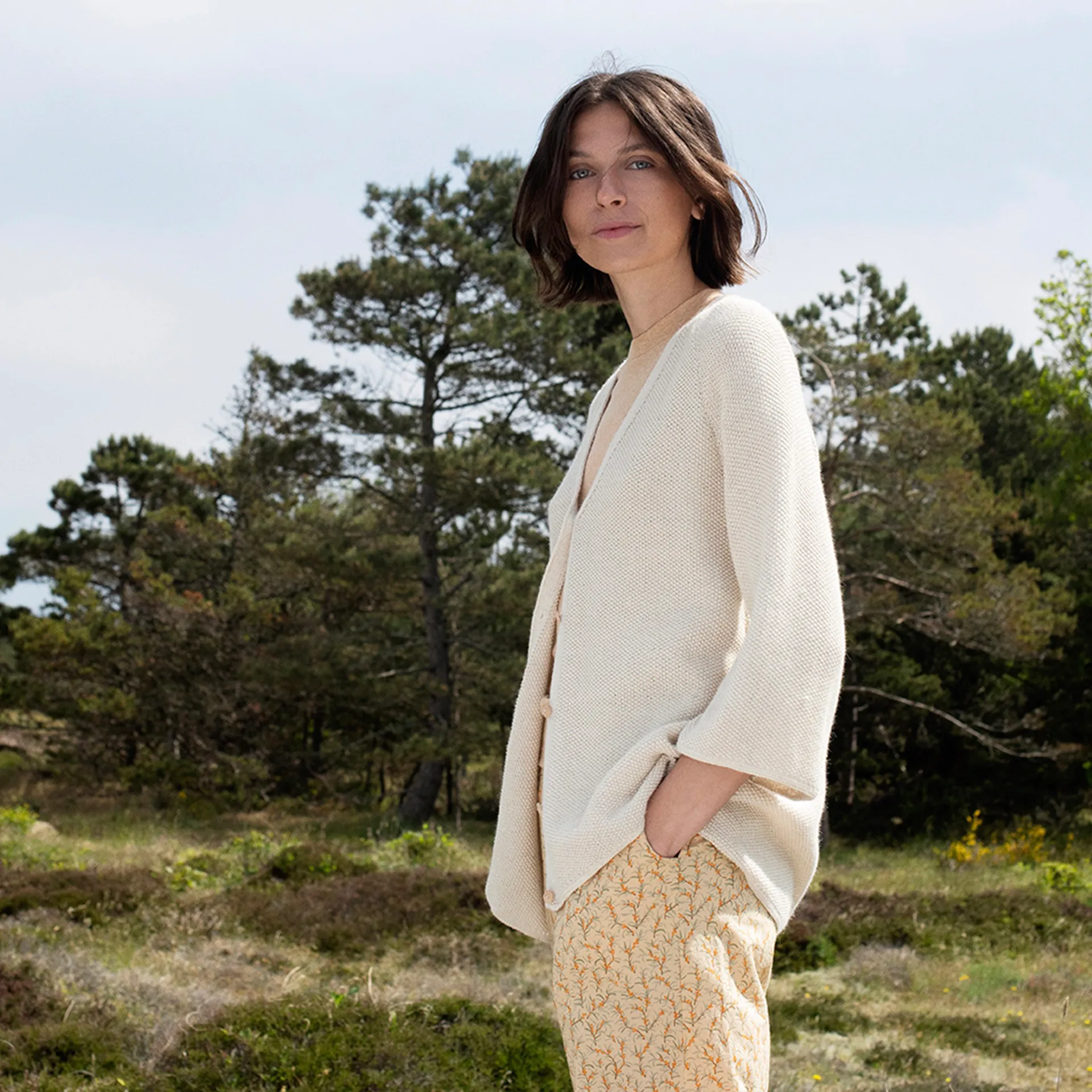 Serendipity Women's Llama Silk Pearl Cardigan