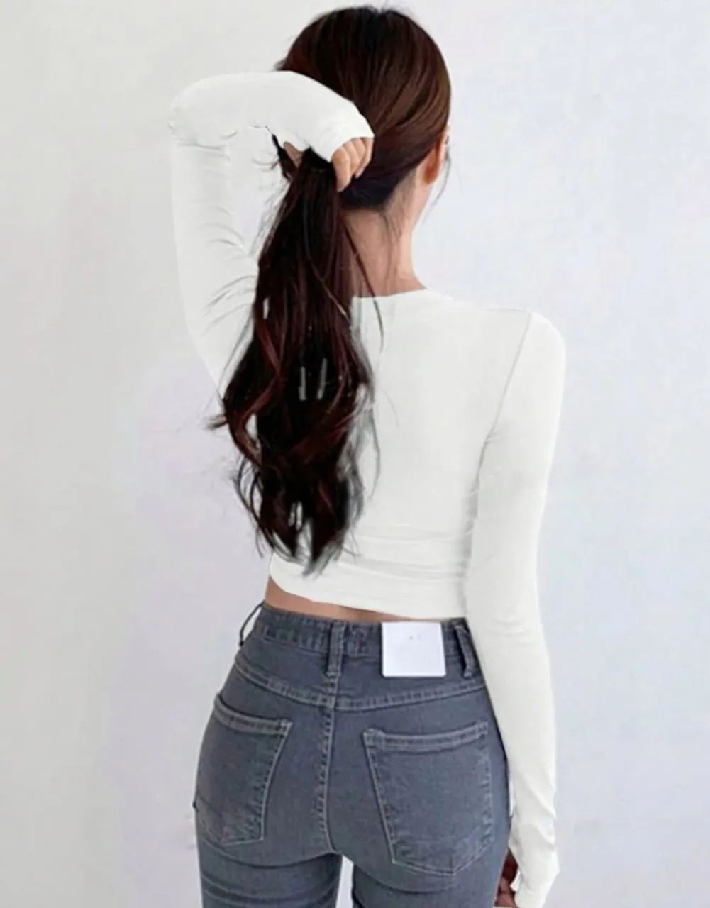 SLIM FIT CROP TOP LONG SLEEVES  T SHIRT