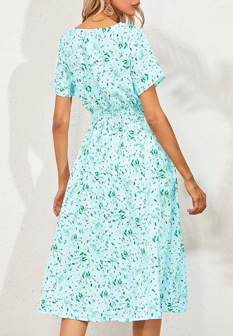 Soft Floral Everyday Cross-Front Dress