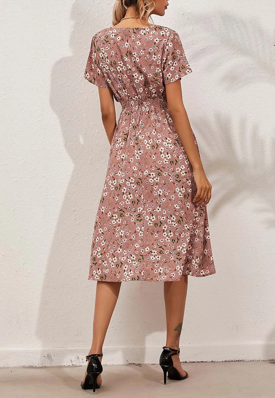 Soft Floral Everyday Cross-Front Dress