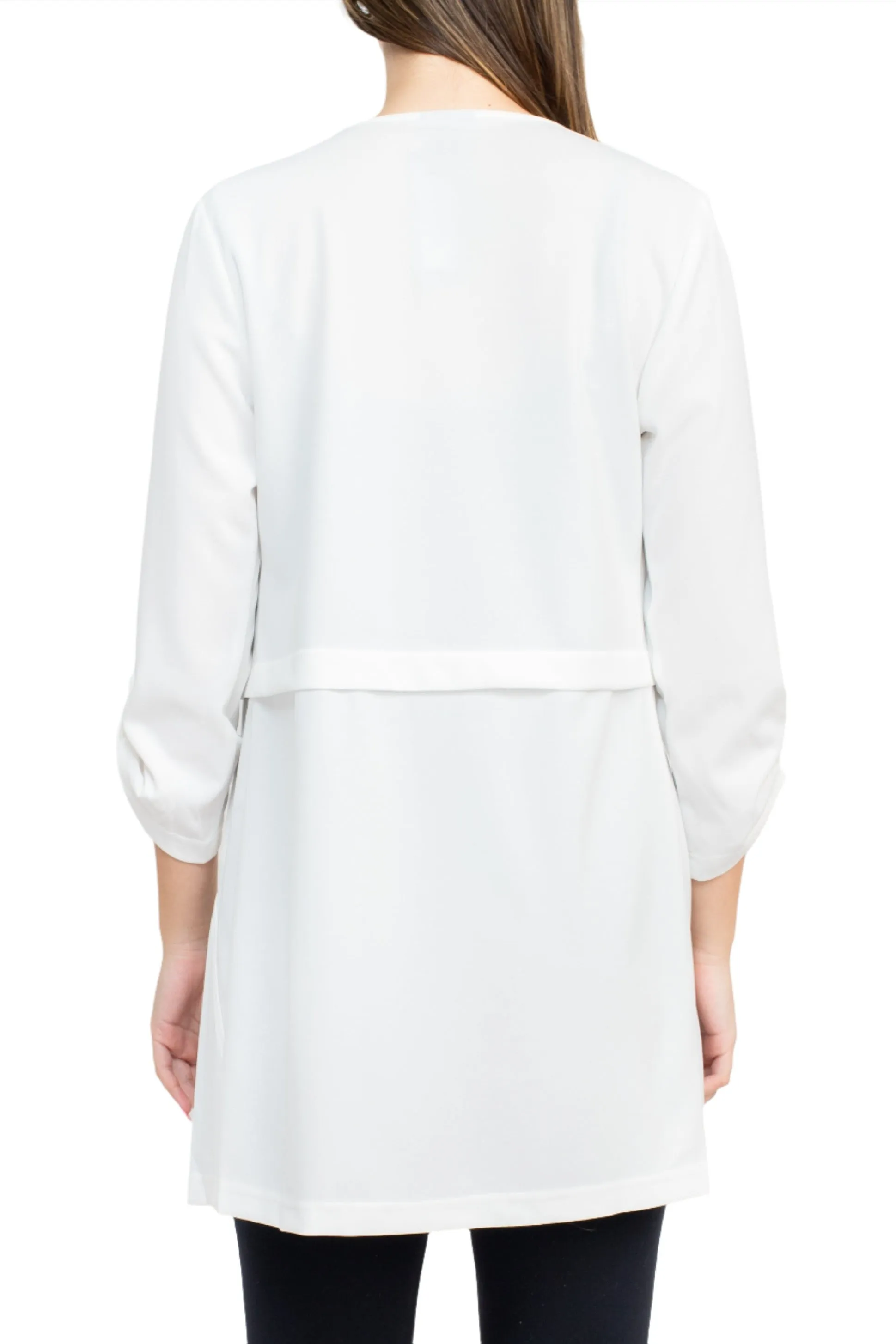 Soho Open Front 3/4 Sleeve Collared Solid Knit Jacket