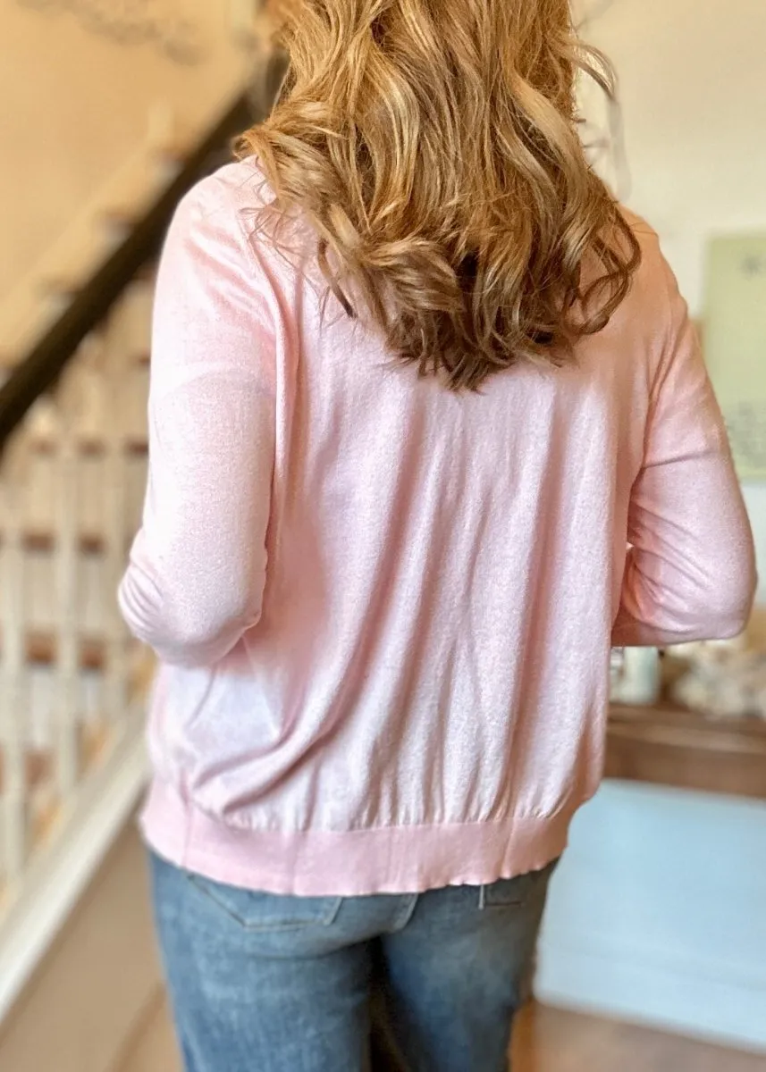 Sophia Soft 3/4 Sleeve Cardigan - Pink