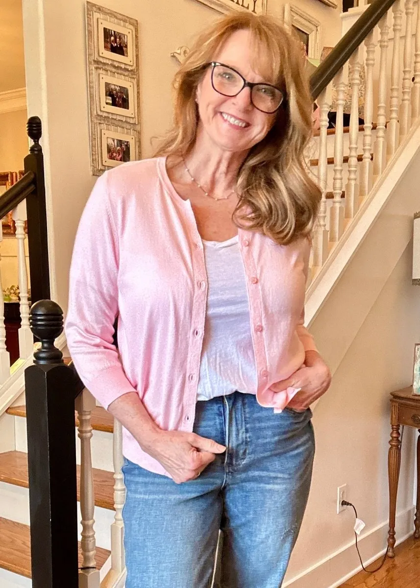 Sophia Soft 3/4 Sleeve Cardigan - Pink