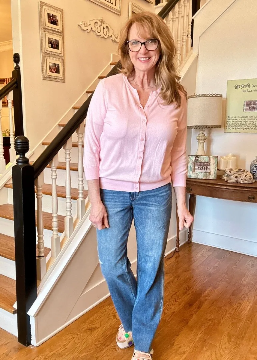 Sophia Soft 3/4 Sleeve Cardigan - Pink