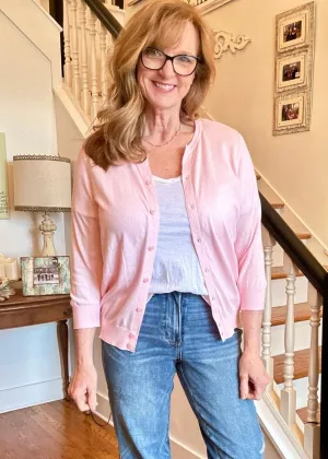 Sophia Soft 3/4 Sleeve Cardigan - Pink