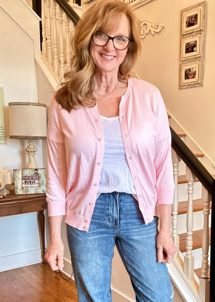Sophia Soft 3/4 Sleeve Cardigan - Pink