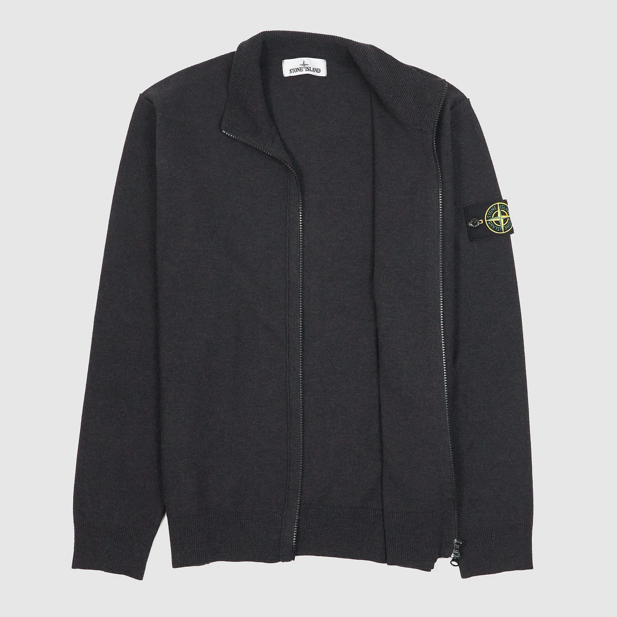 Stone Island Full-Zip Cotton Pique Stand-Up Collar Cardigan