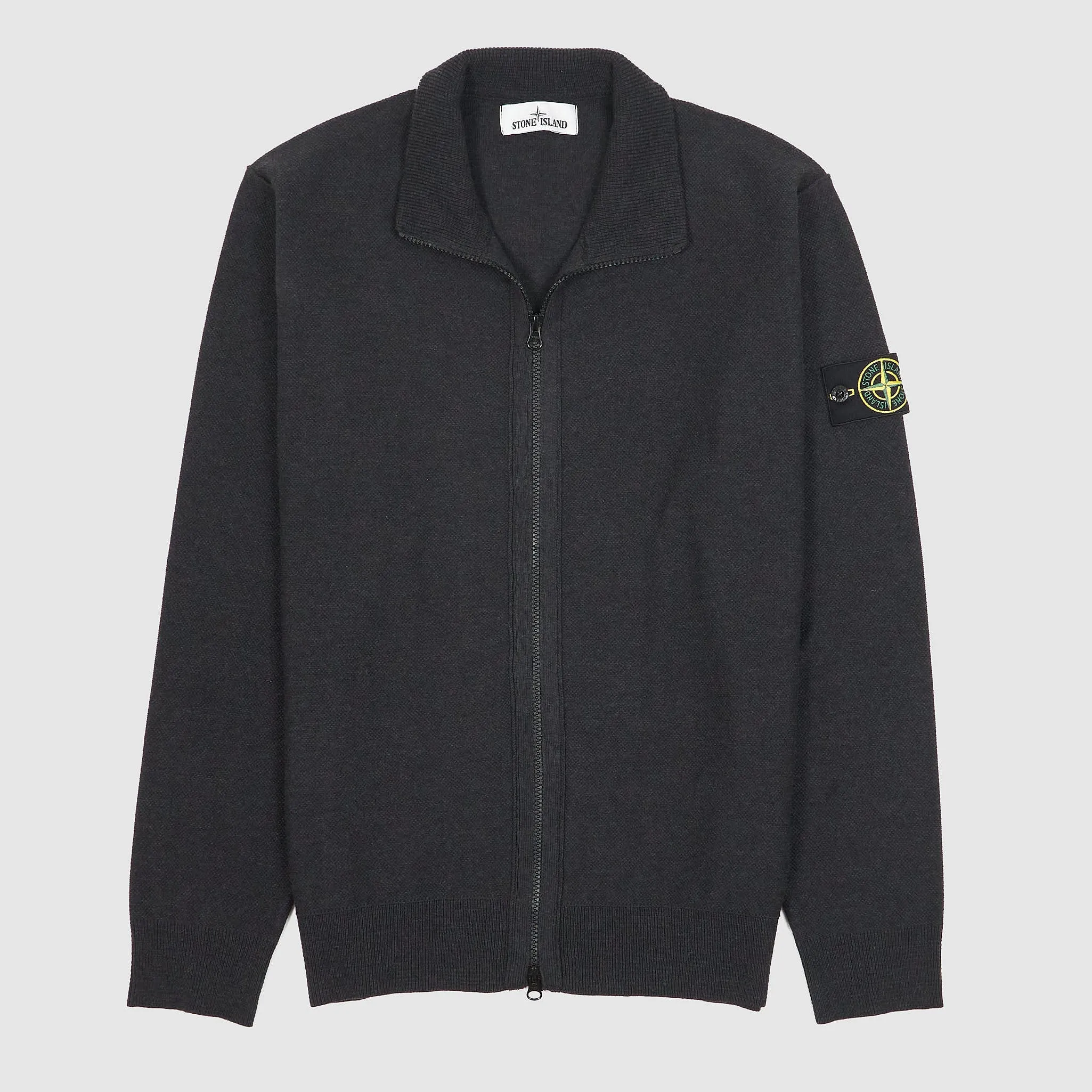 Stone Island Full-Zip Cotton Pique Stand-Up Collar Cardigan