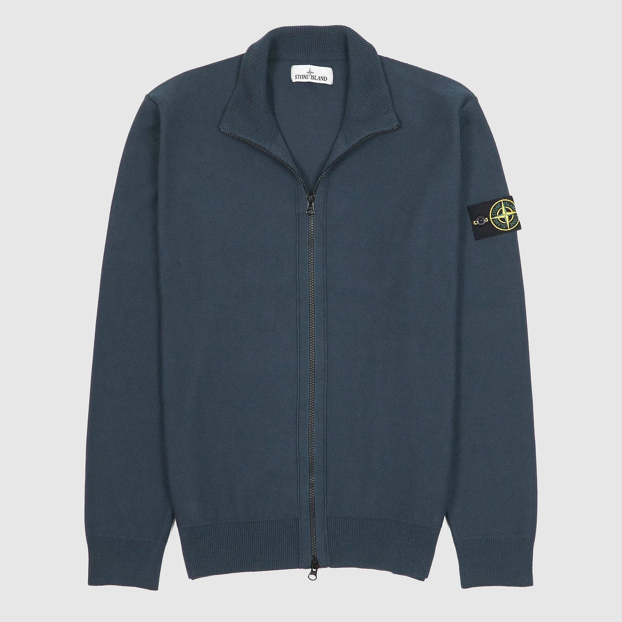 Stone Island Full-Zip Cotton Pique Stand-Up Collar Cardigan