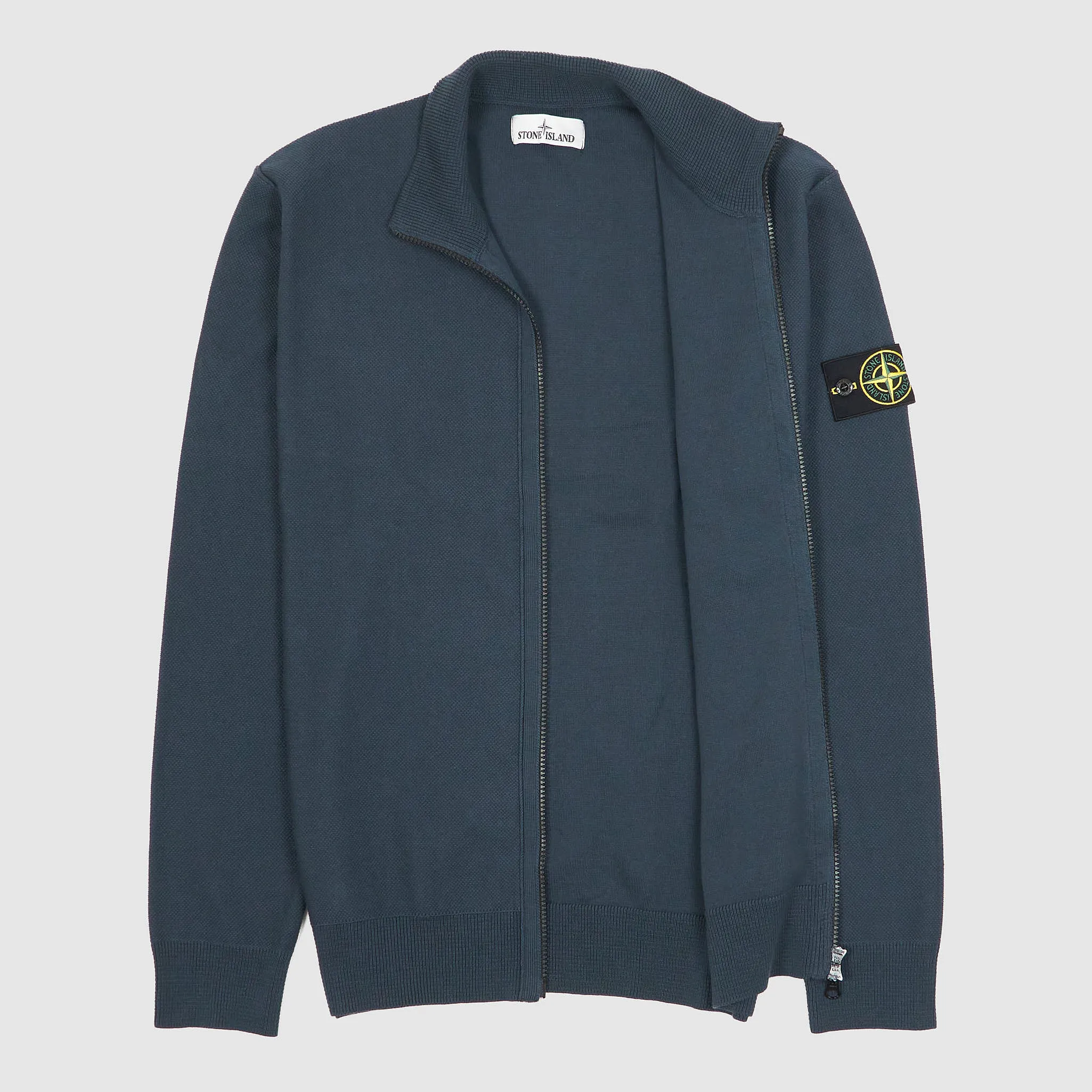 Stone Island Full-Zip Cotton Pique Stand-Up Collar Cardigan