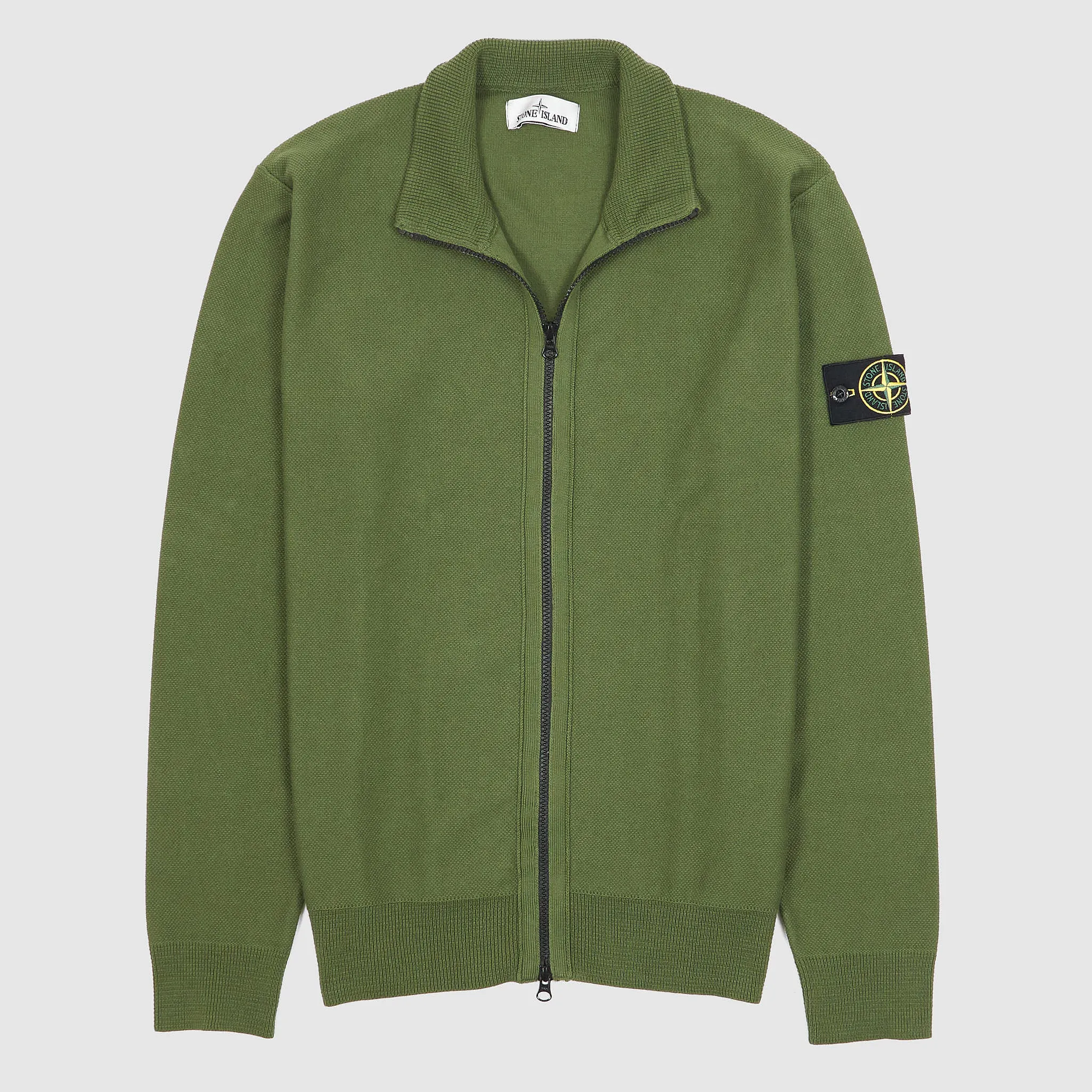 Stone Island Full-Zip Cotton Pique Stand-Up Collar Cardigan