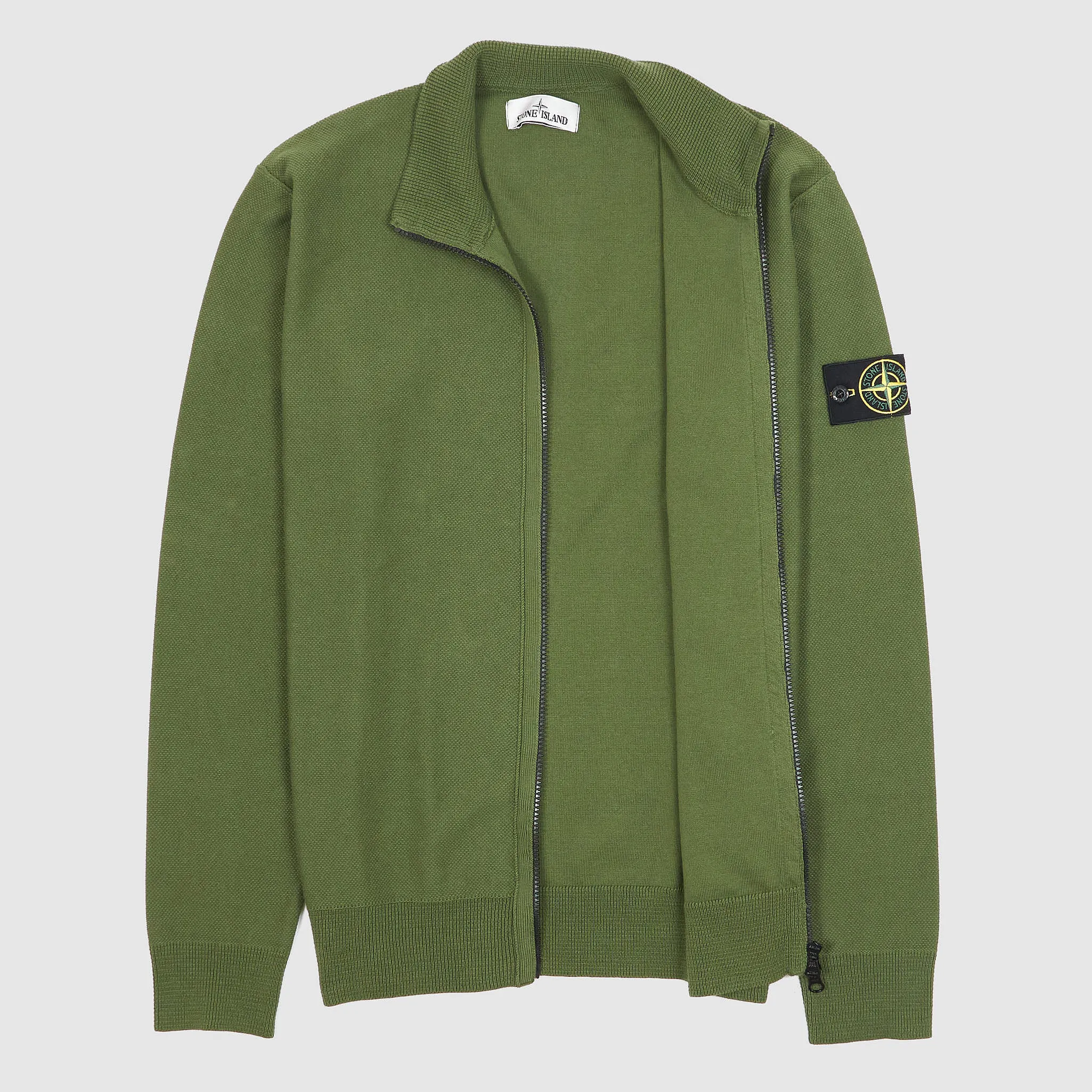 Stone Island Full-Zip Cotton Pique Stand-Up Collar Cardigan
