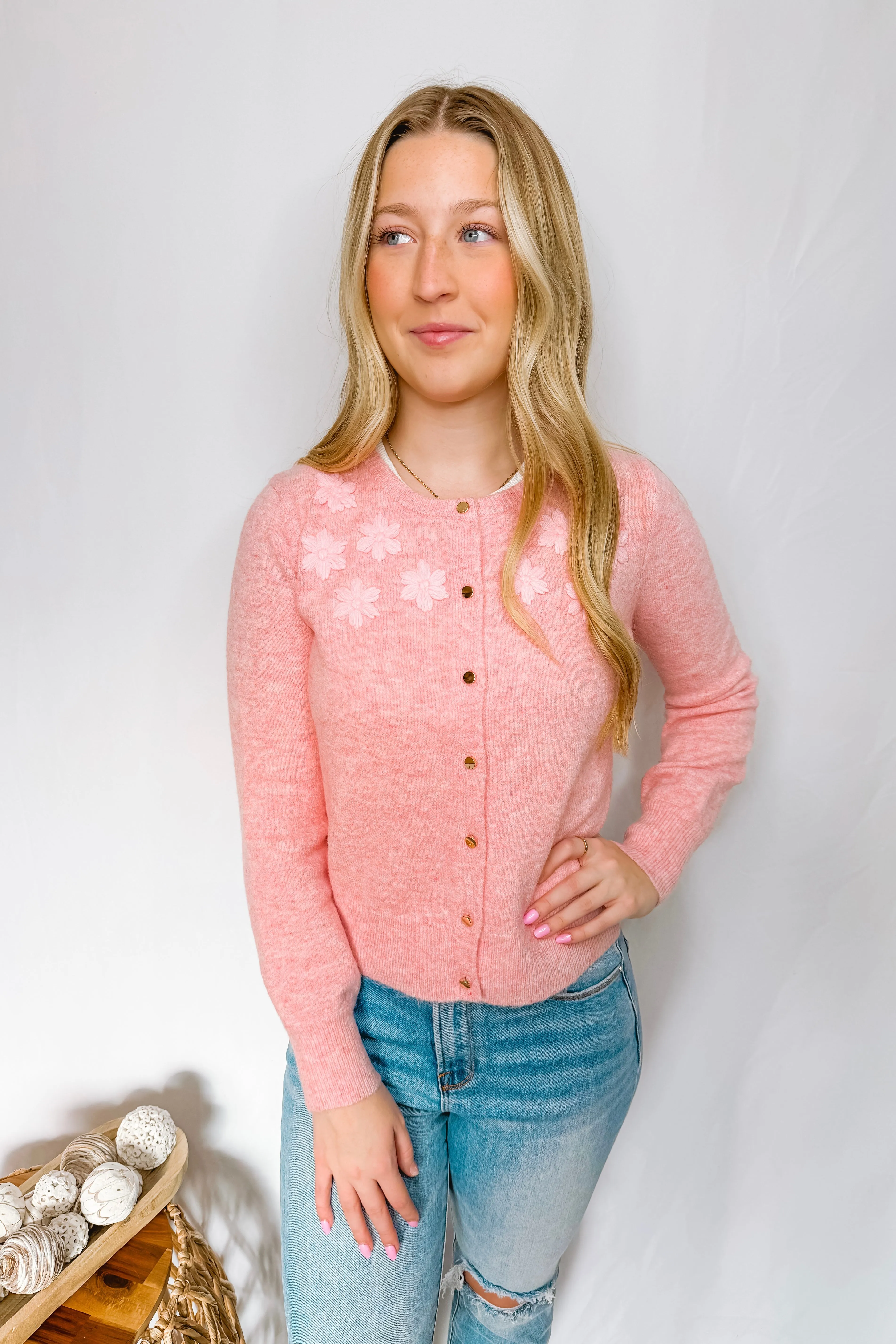 Subtle Romance Button Cardigan - Pink