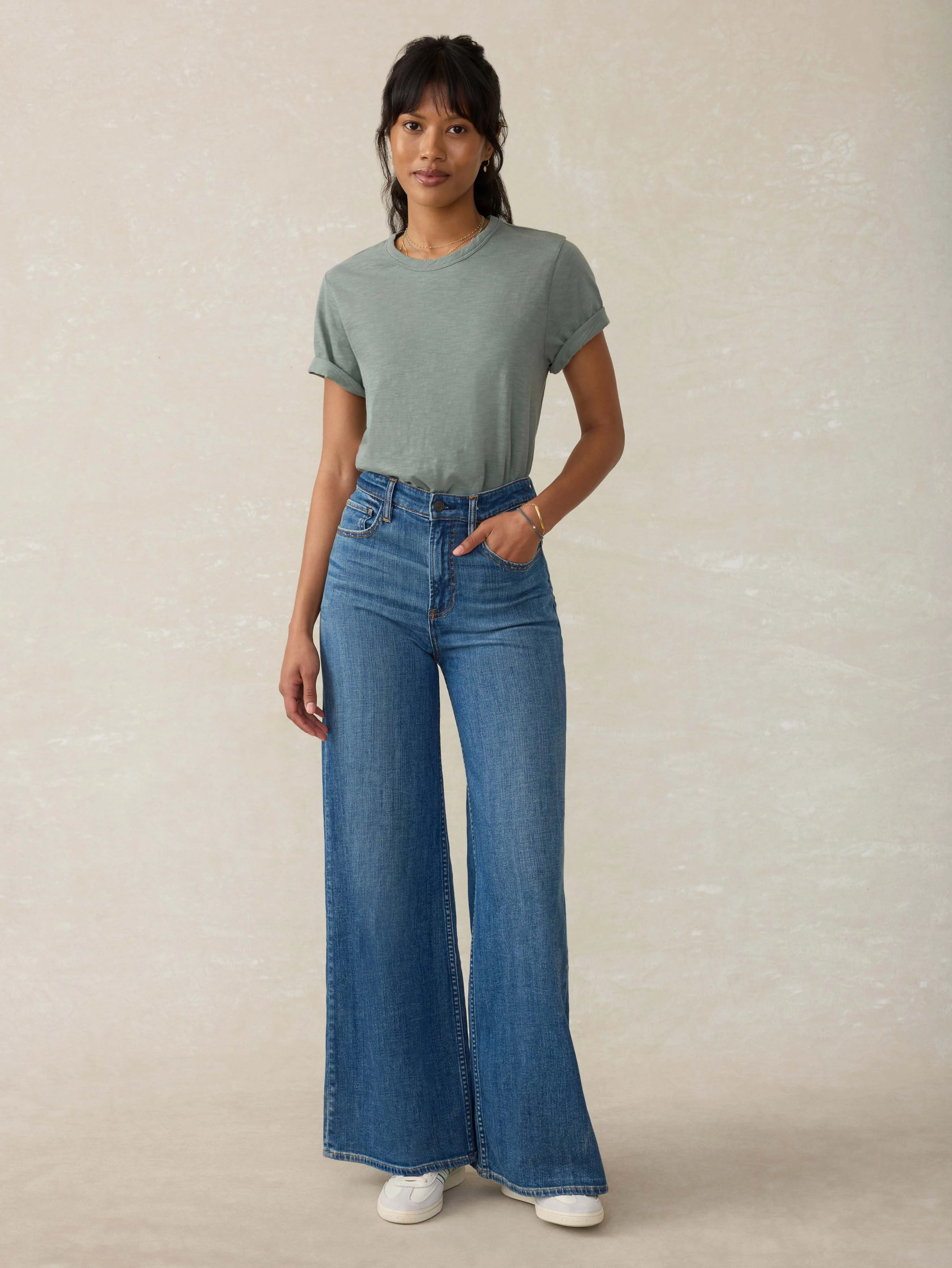 Sunwashed Regenerative Cotton Essential Tee - Sage Creek