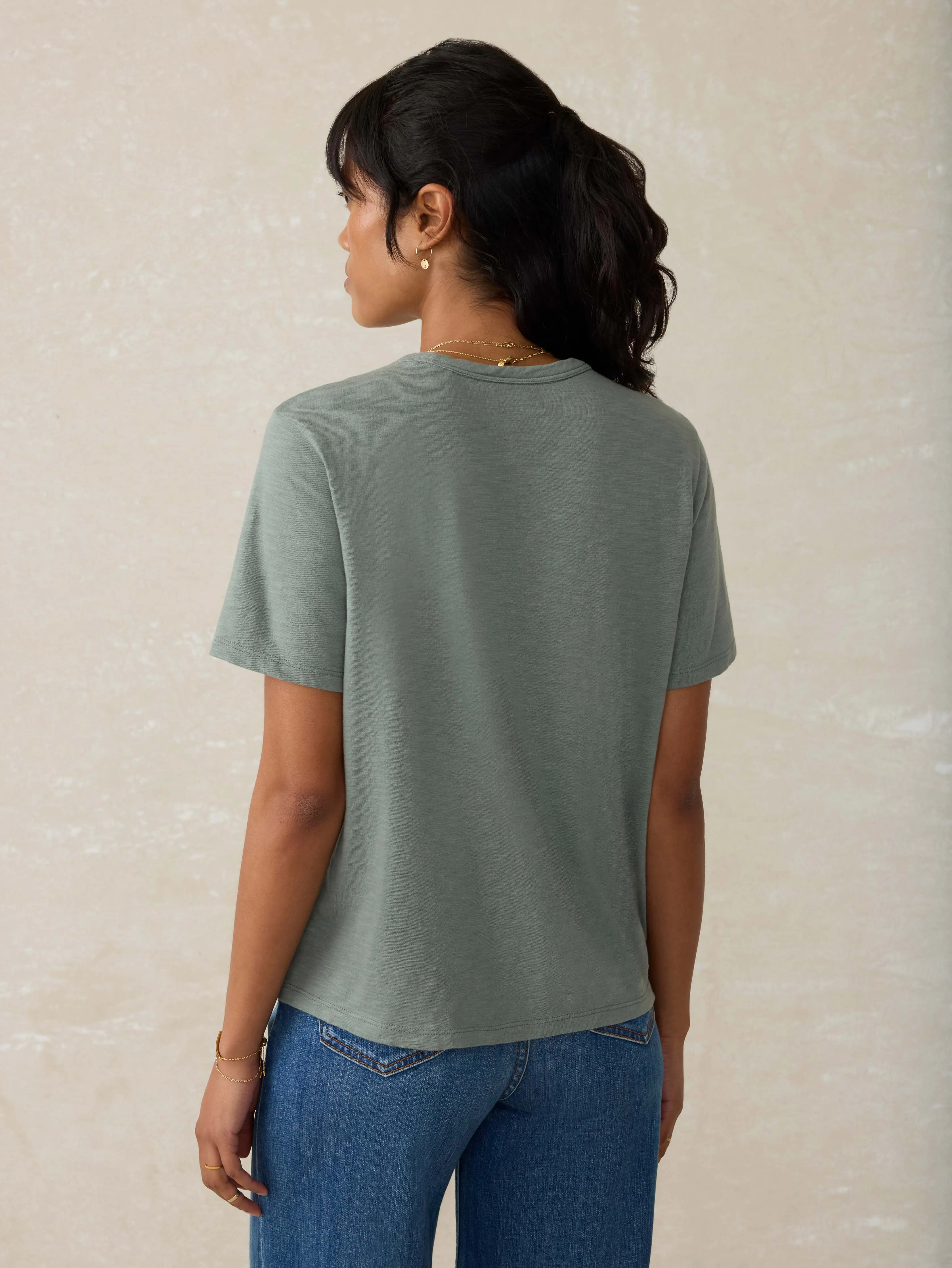 Sunwashed Regenerative Cotton Essential Tee - Sage Creek
