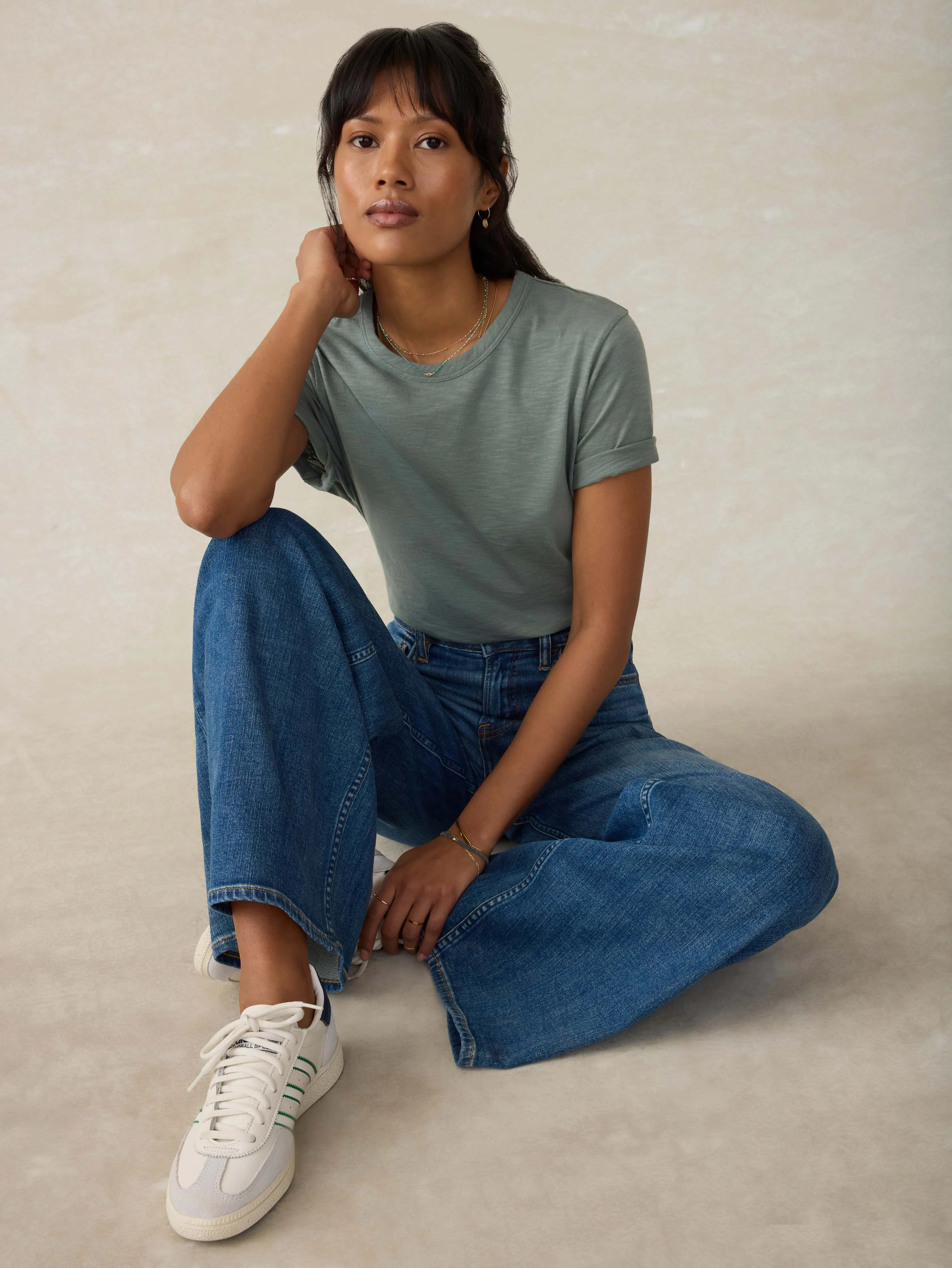Sunwashed Regenerative Cotton Essential Tee - Sage Creek