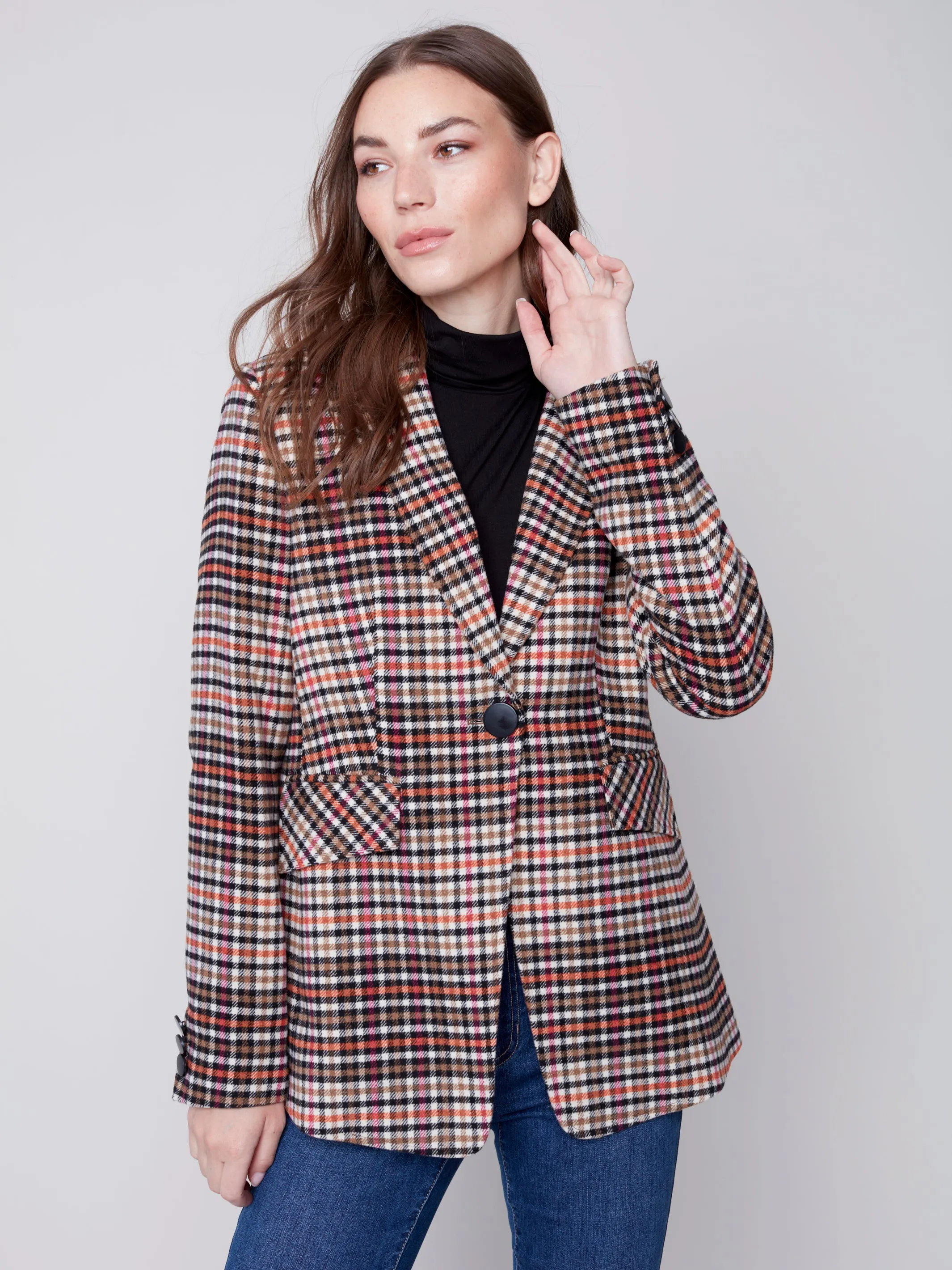 Tailored Plaid Blazer