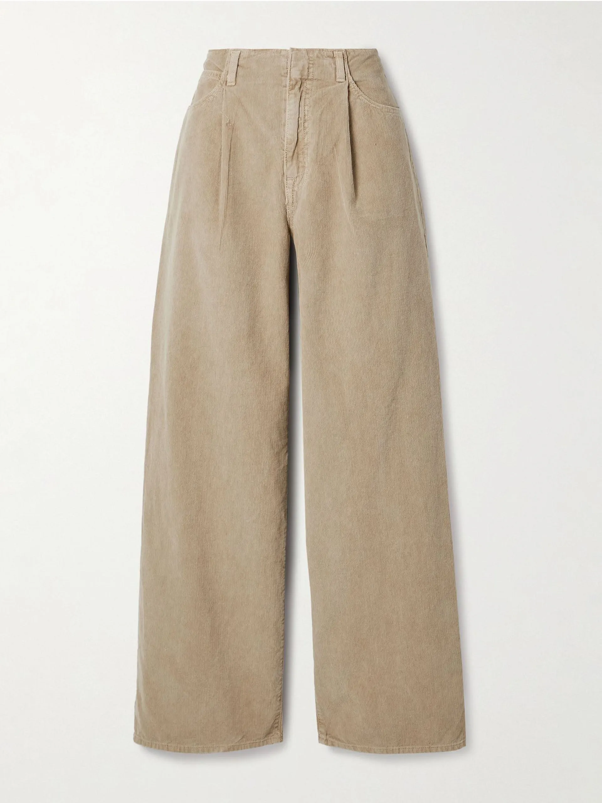 Taylor pleated cotton-corduroy wide-leg pants