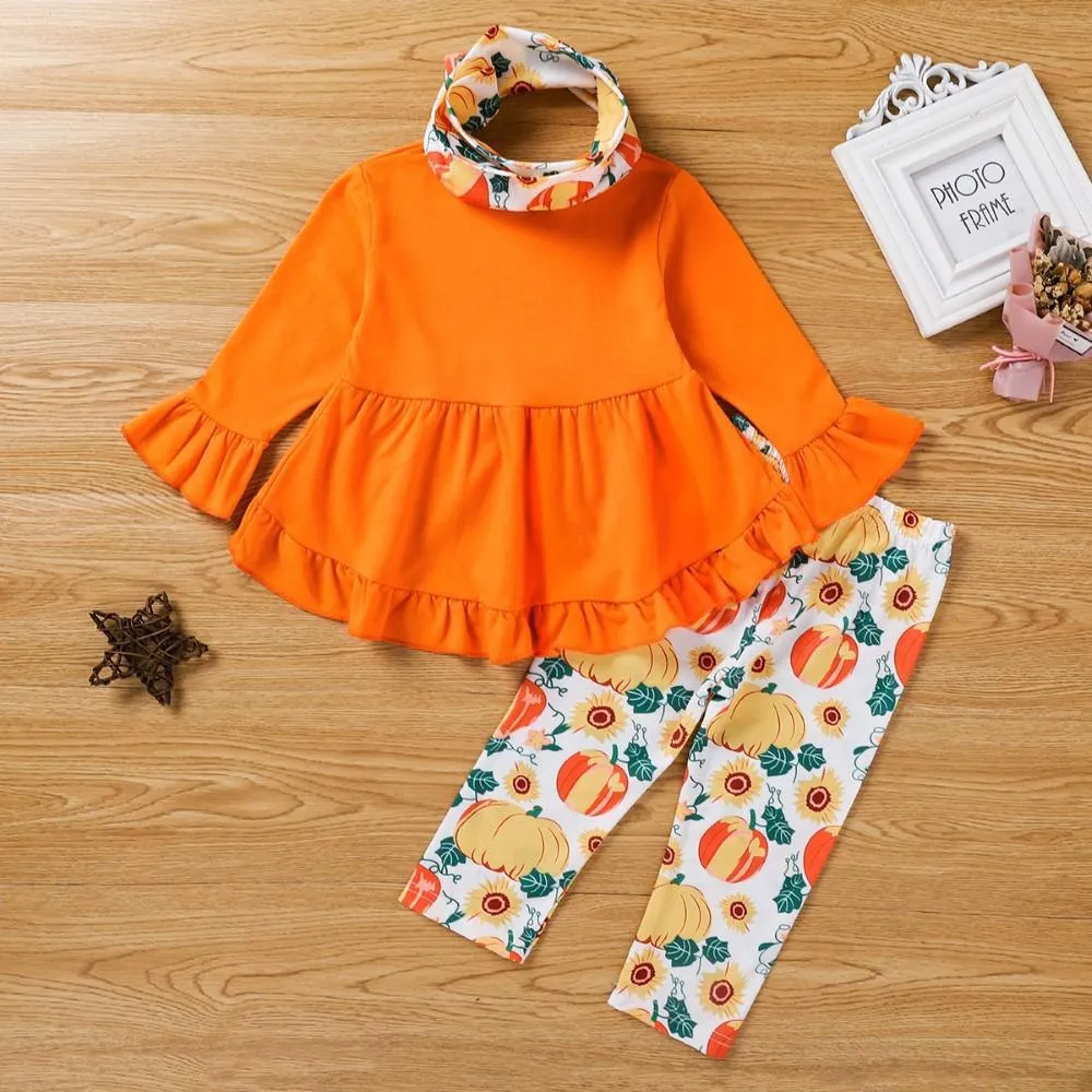 Toddler Girls Halloween Dress & Pants & Headband Wholesale Girl Clothing