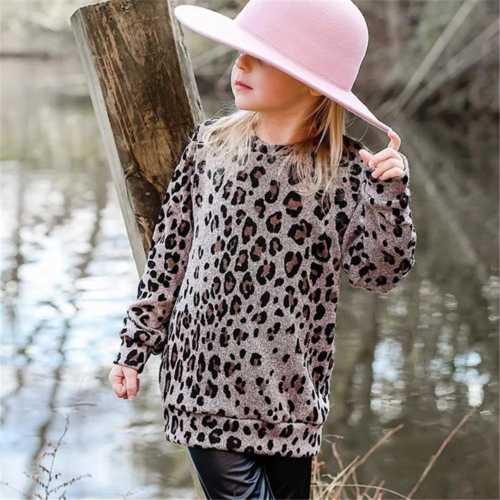 Toddler Girls Long Sleeve Leopard Top & PU Trousers Girl Wholesale