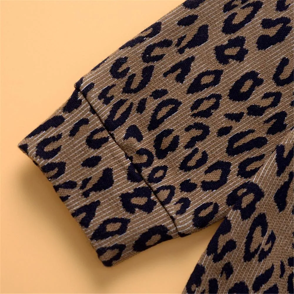 Toddler Girls Long Sleeve Leopard Top & PU Trousers Girl Wholesale