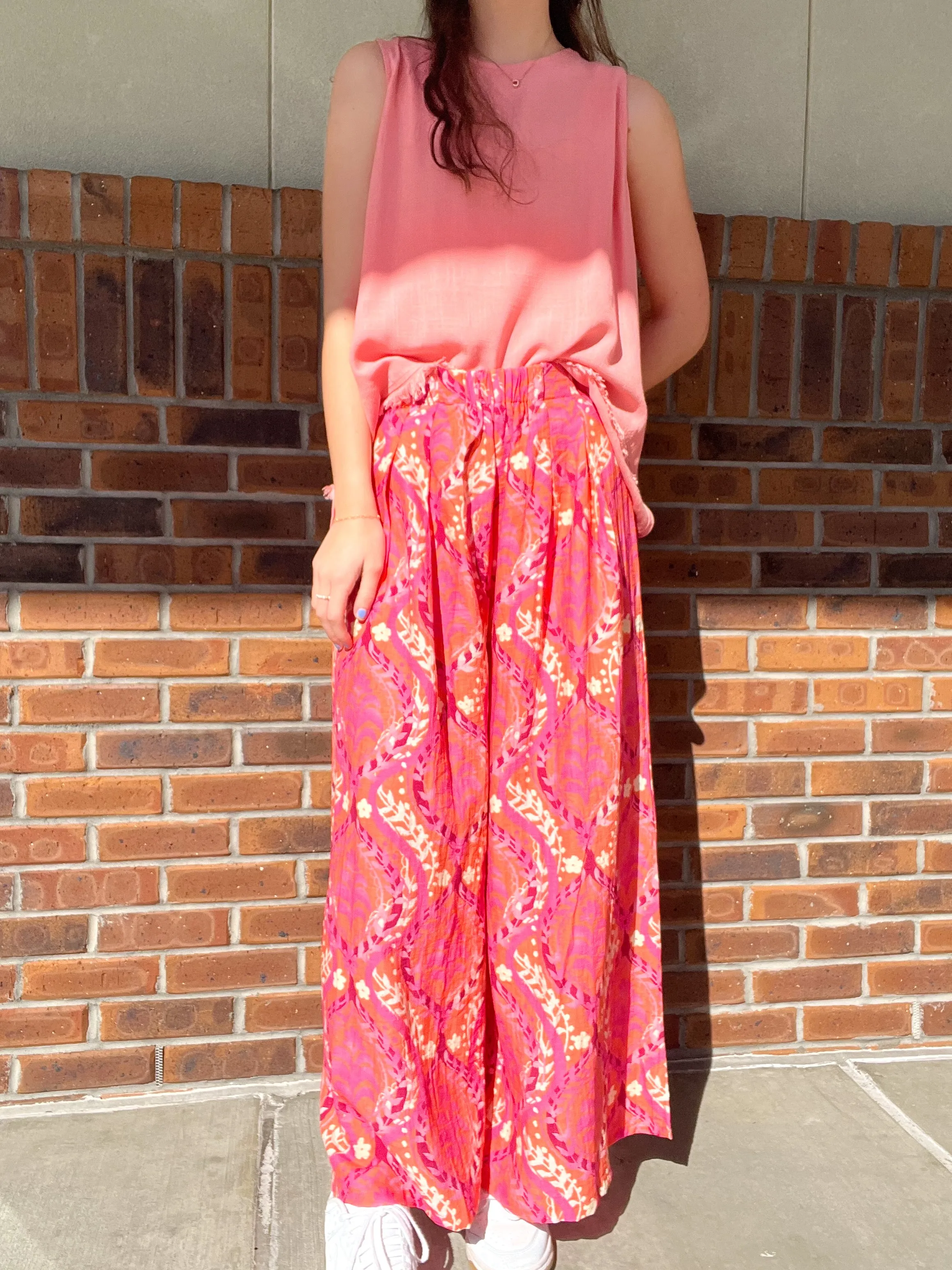 Umgee Blissfully Happy Wide Leg Pants