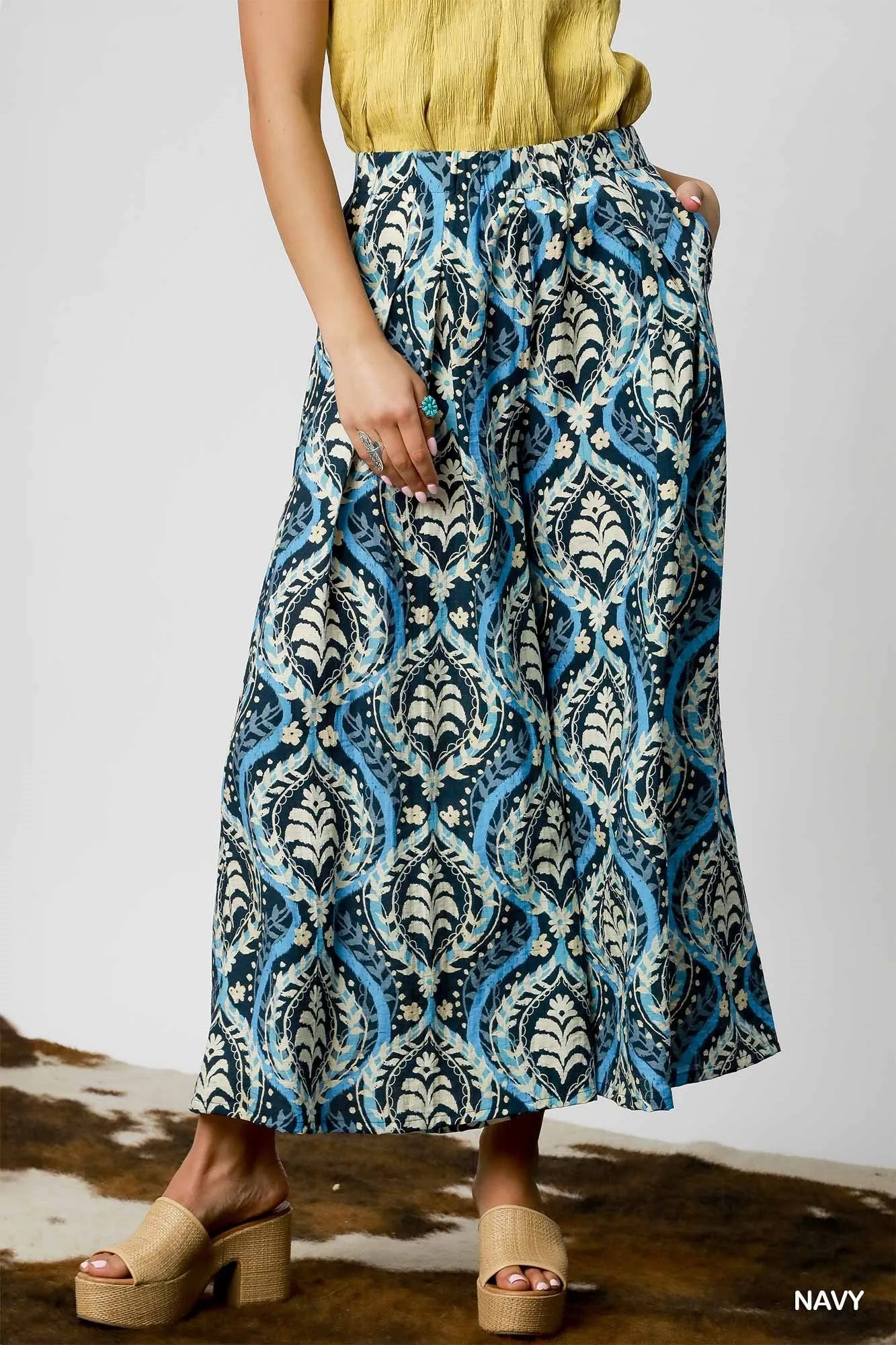 Umgee Blissfully Happy Wide Leg Pants