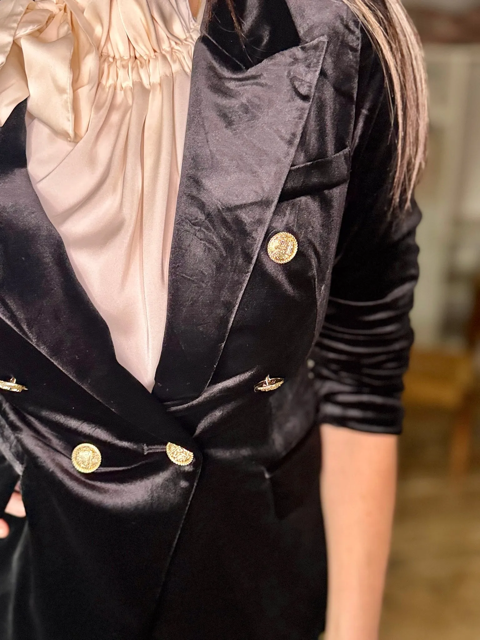 Victoria Velvet Blazer Black