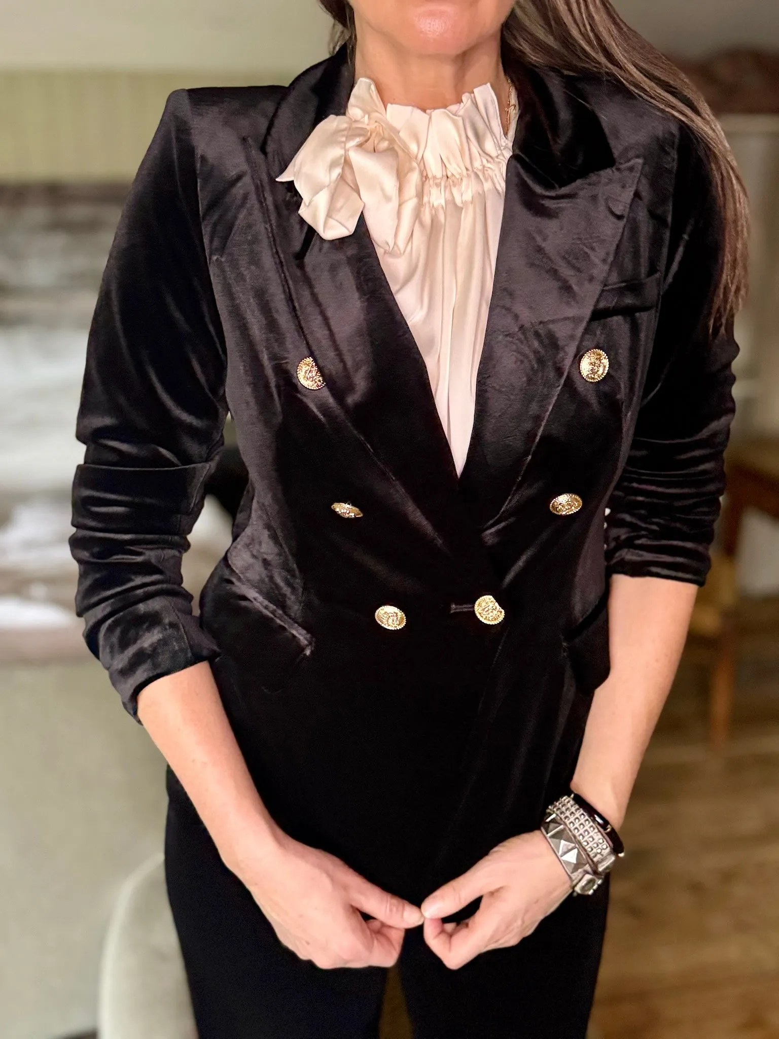 Victoria Velvet Blazer Black