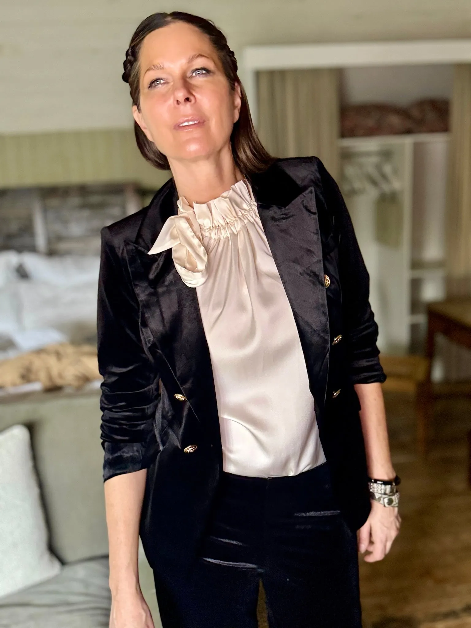 Victoria Velvet Blazer Black