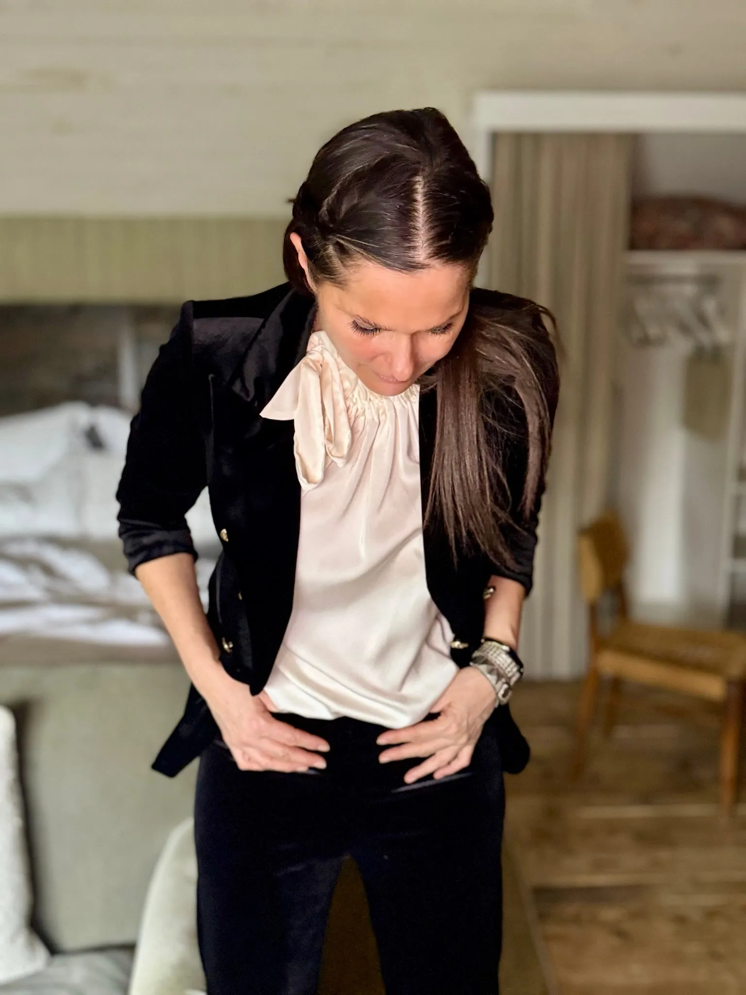 Victoria Velvet Blazer Black
