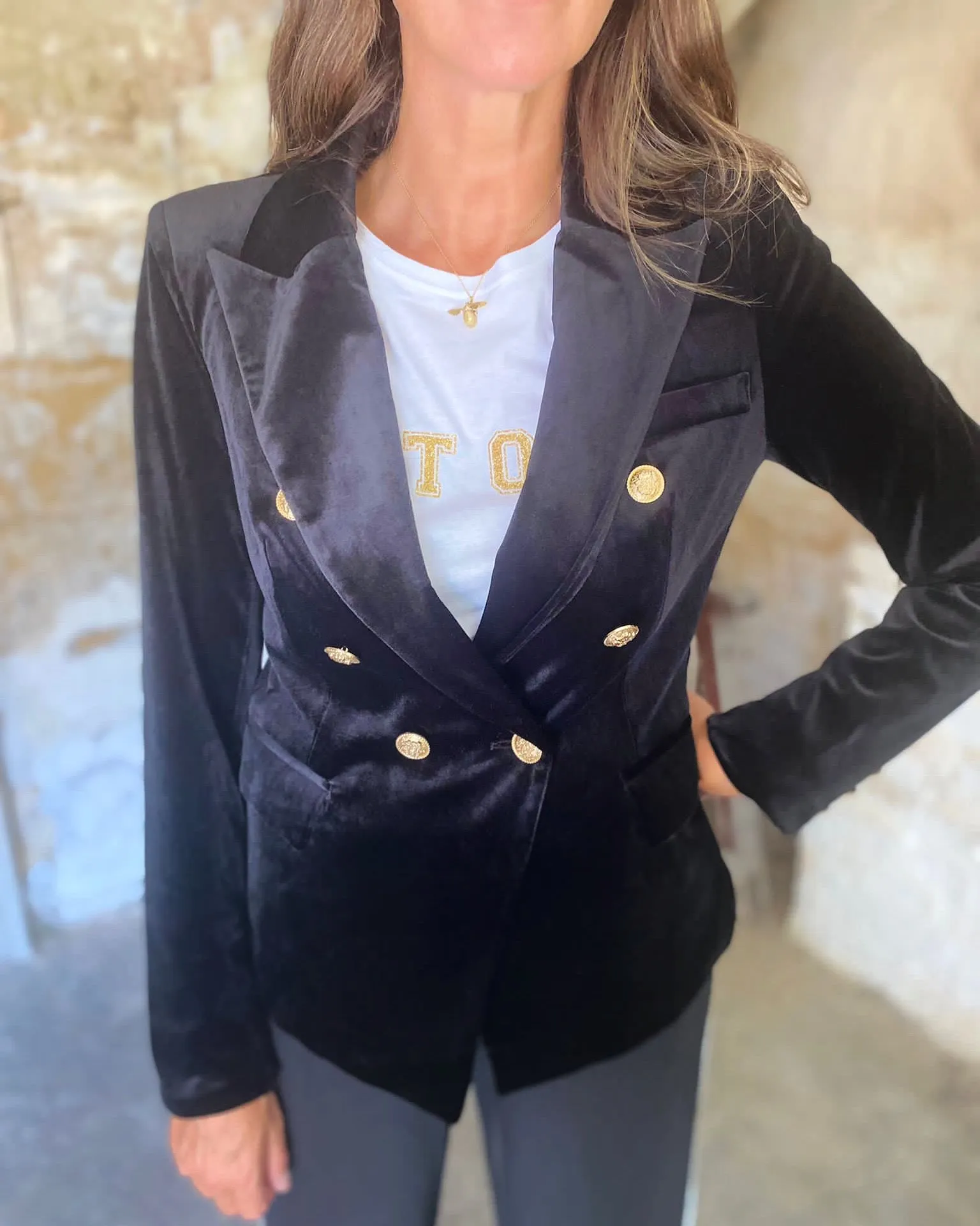 Victoria Velvet Blazer Black