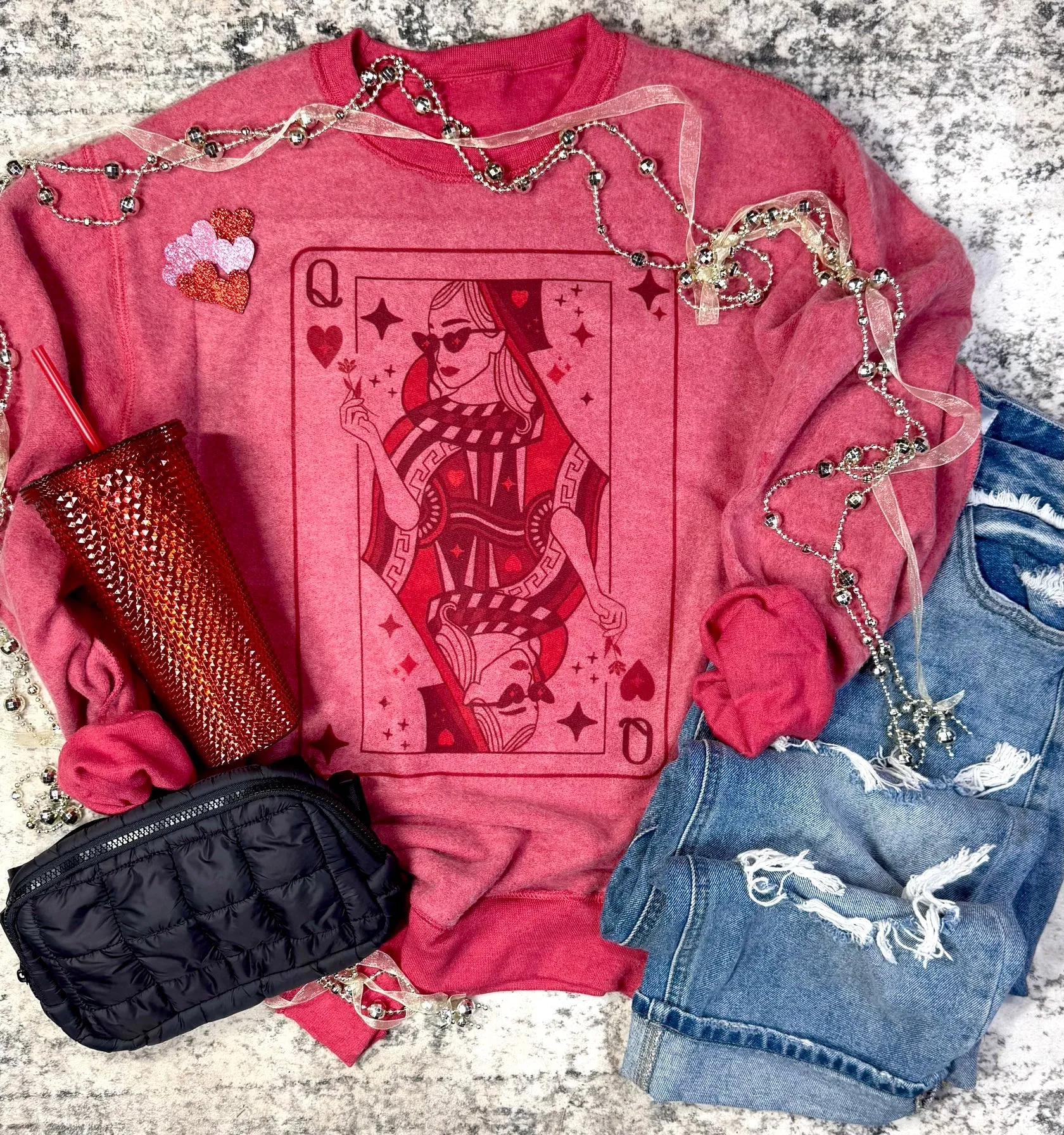 Vintage Inside Out Graffiti Heart Sweatshirt