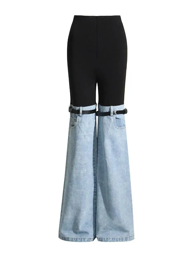 Wenkouban-Winter outfits Christmas Denim Belt Sleeve Single Button Short Jacket