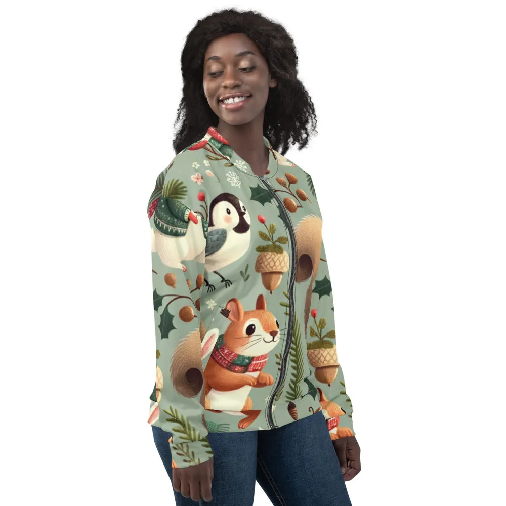 Whimsical Winter Wear Bomber Jacket