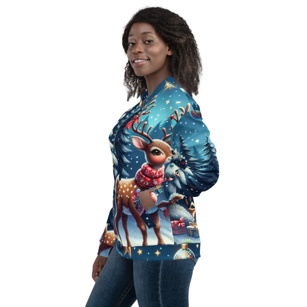 Whimsical Winter Wear Bomber Jacket