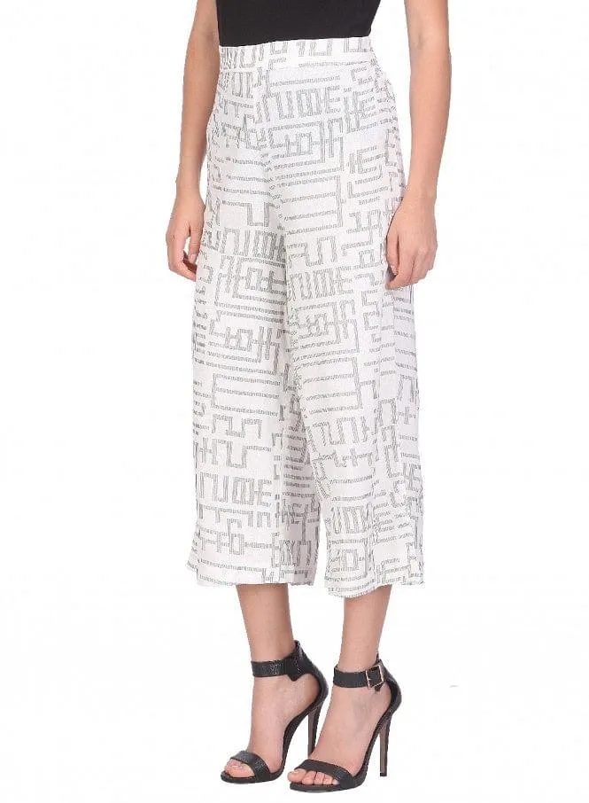 White Printed Crop Pants